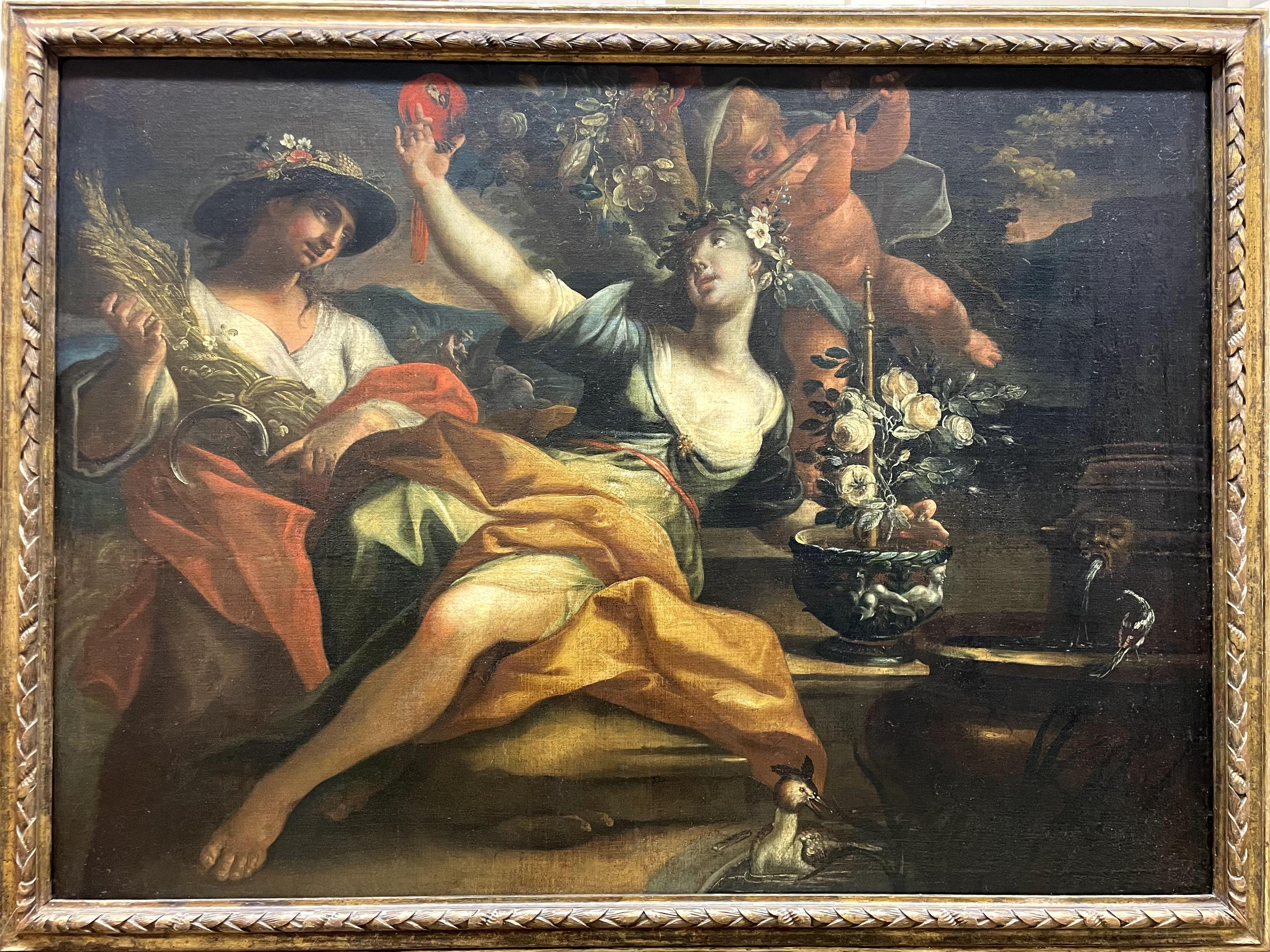 Unidentified Artist XVII-XVIII Century Figurative Painting - "Allegorical Mythological Summer"