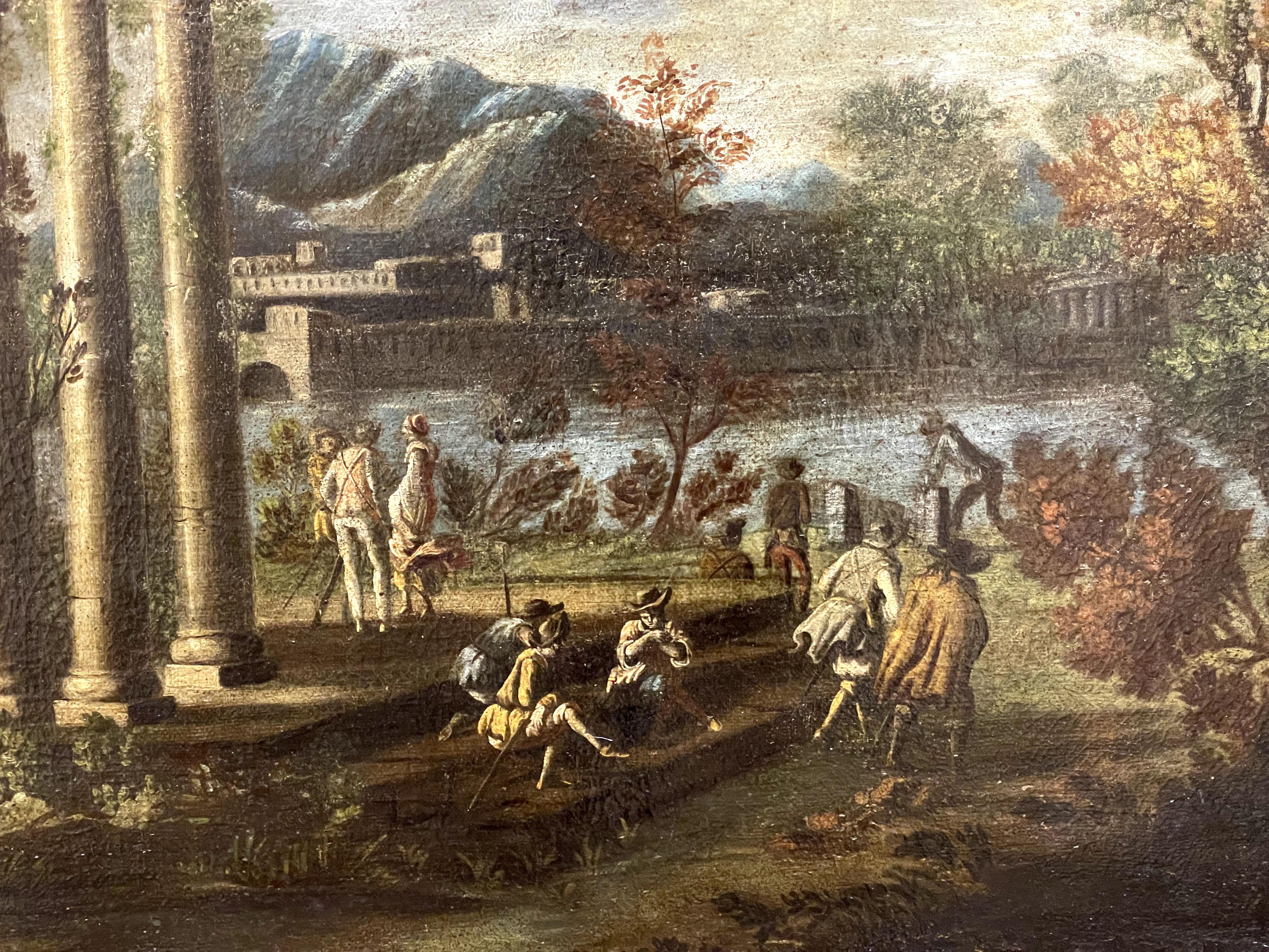 „klassische Landschaft mit Figuren“ (Realismus), Painting, von Unidentified Artist XVIII Century