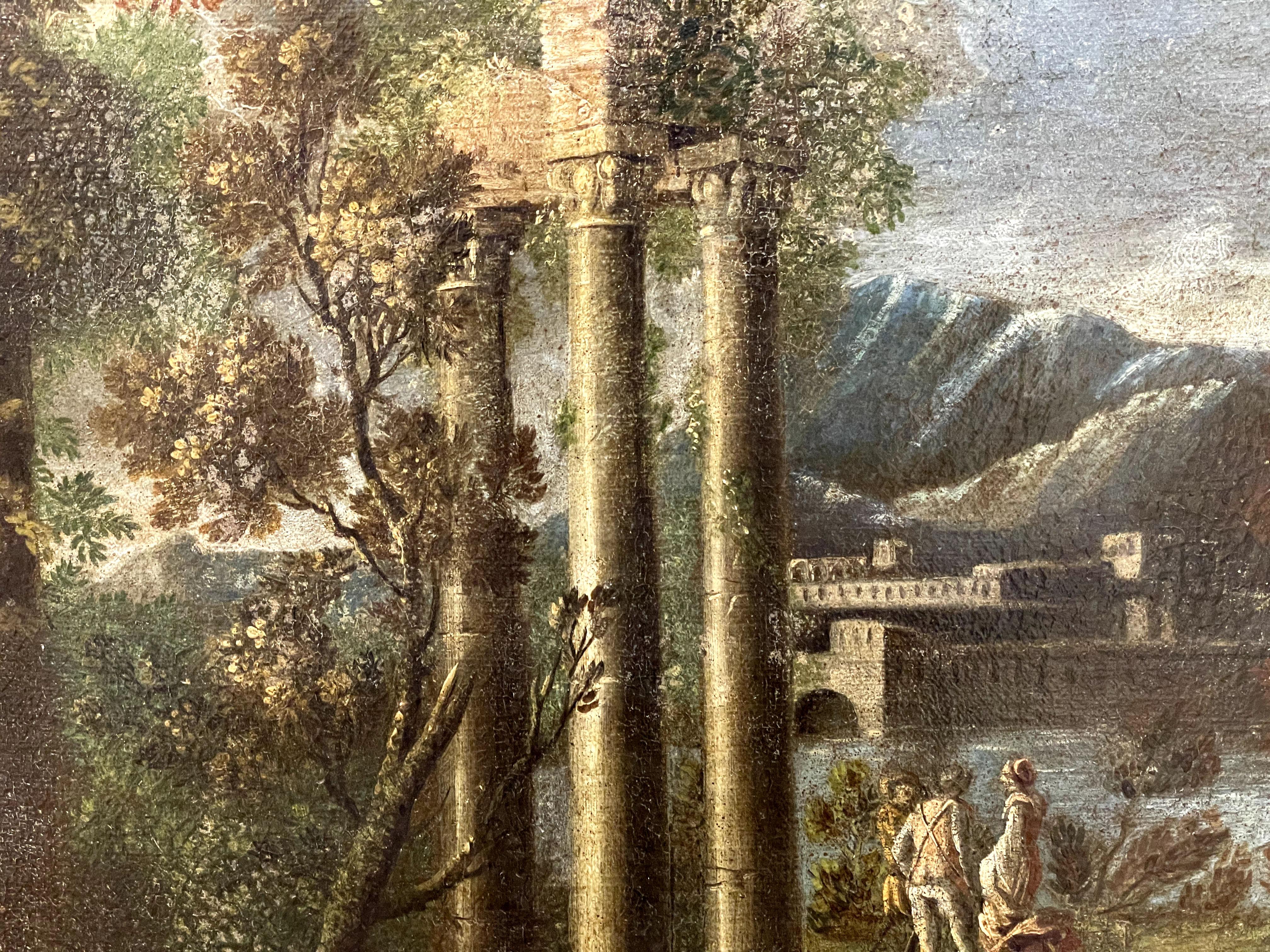 „klassische Landschaft mit Figuren“ (Braun), Landscape Painting, von Unidentified Artist XVIII Century