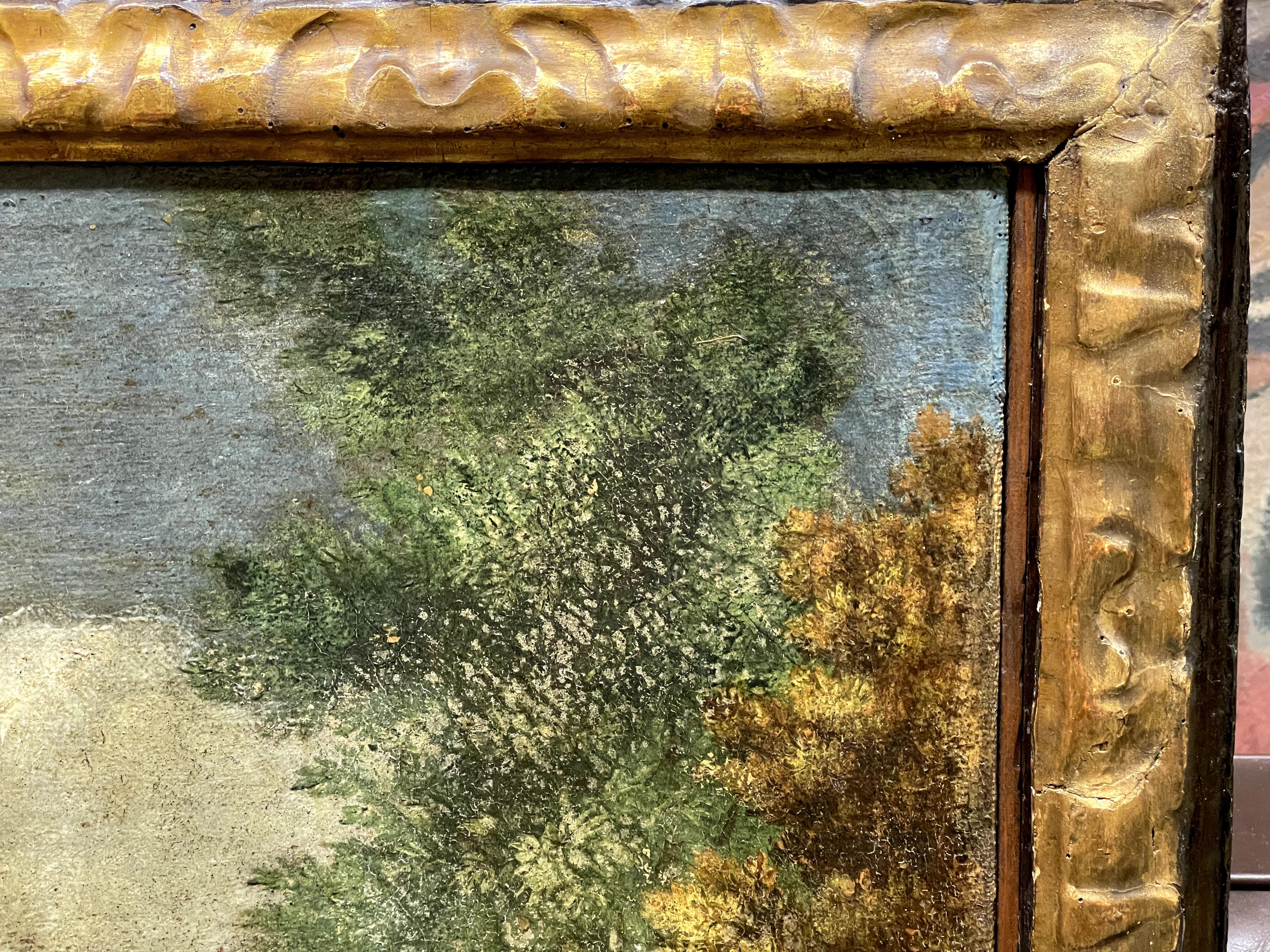 Italienische oder französische Schule des 18. Jahrhunderts - Klassisches Landschaftsbild mit Figuren
Künstler: Nicht identifiziert
 Medium: Öl auf Leinwand
 Jahrhundert: 18. Jahrhundert
 Abmessungen:
Gerahmt: 79 x 101 cm
Flach: 69 x 92