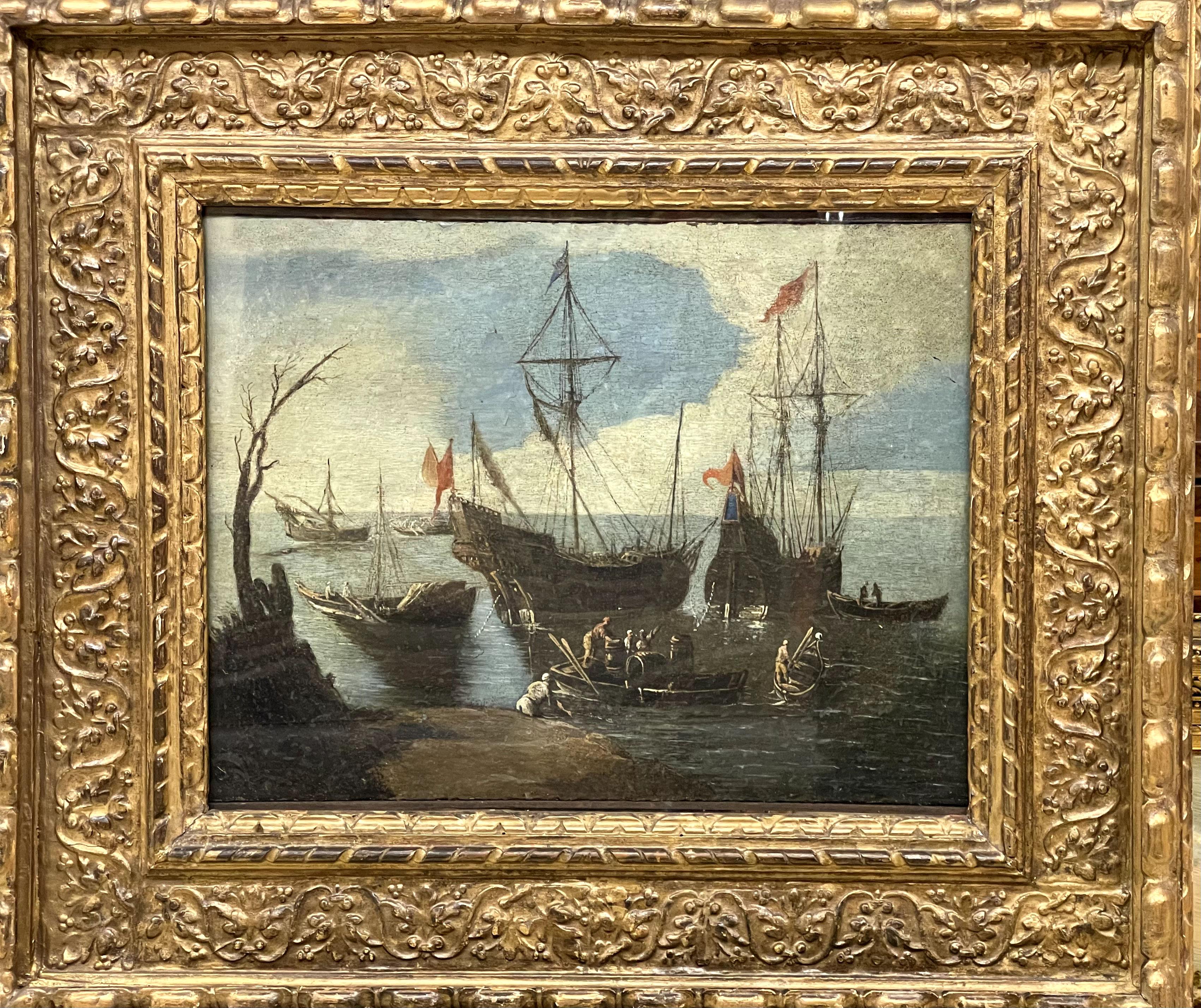 Unidentified Artist XVIII Landscape Painting – "Jahrhundert-Meereslandschaft"