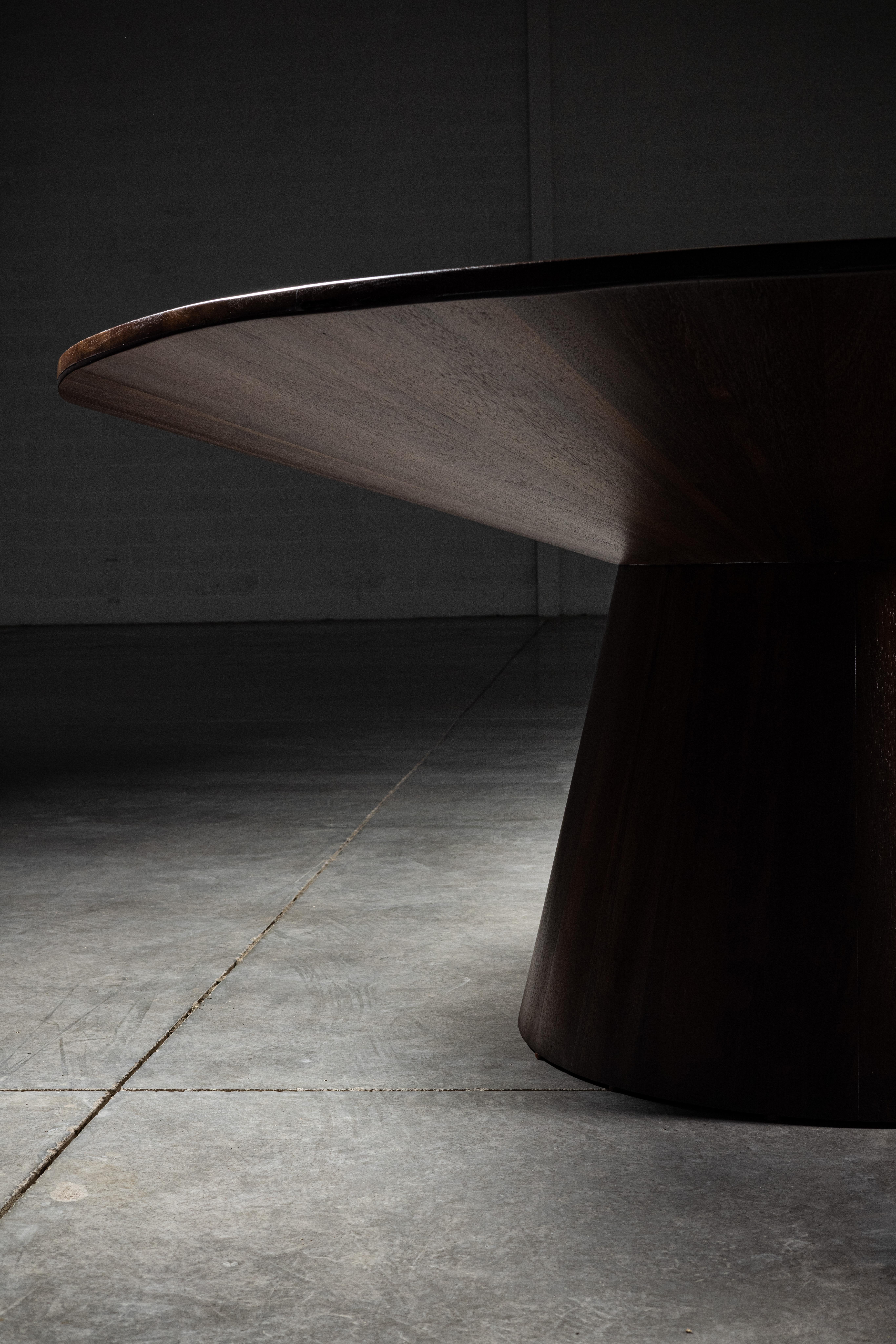 Post-Modern Unidentified Solid Walnut Finish Dining Table For Sale