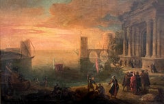 "A coastal landscape with figures and ruins"