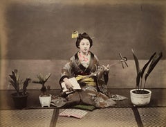 Antique Girl Playing Instrument, c. 1880