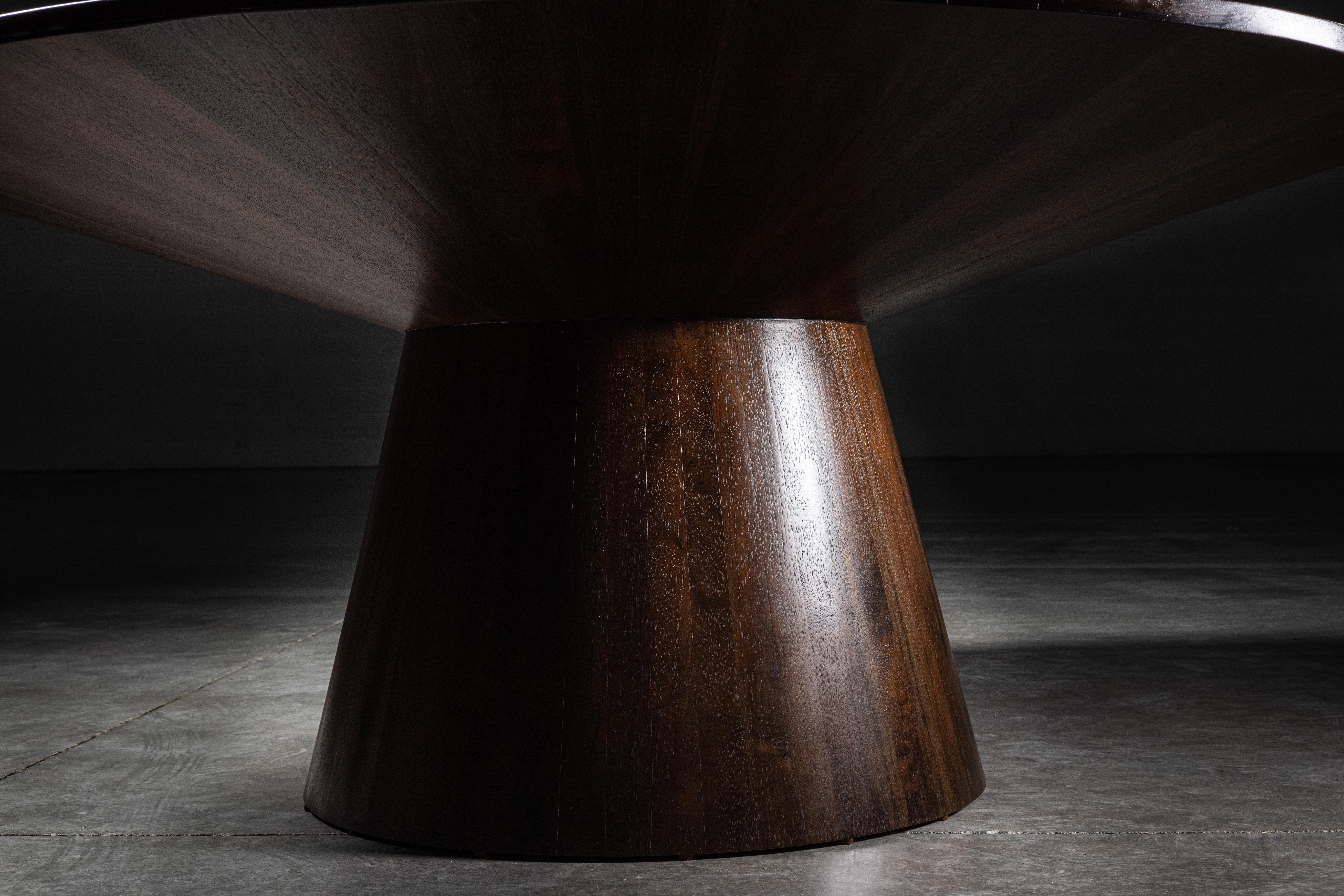 Mexican Unidentified Round Dining Table in Walnut by No Age Studio For Sale