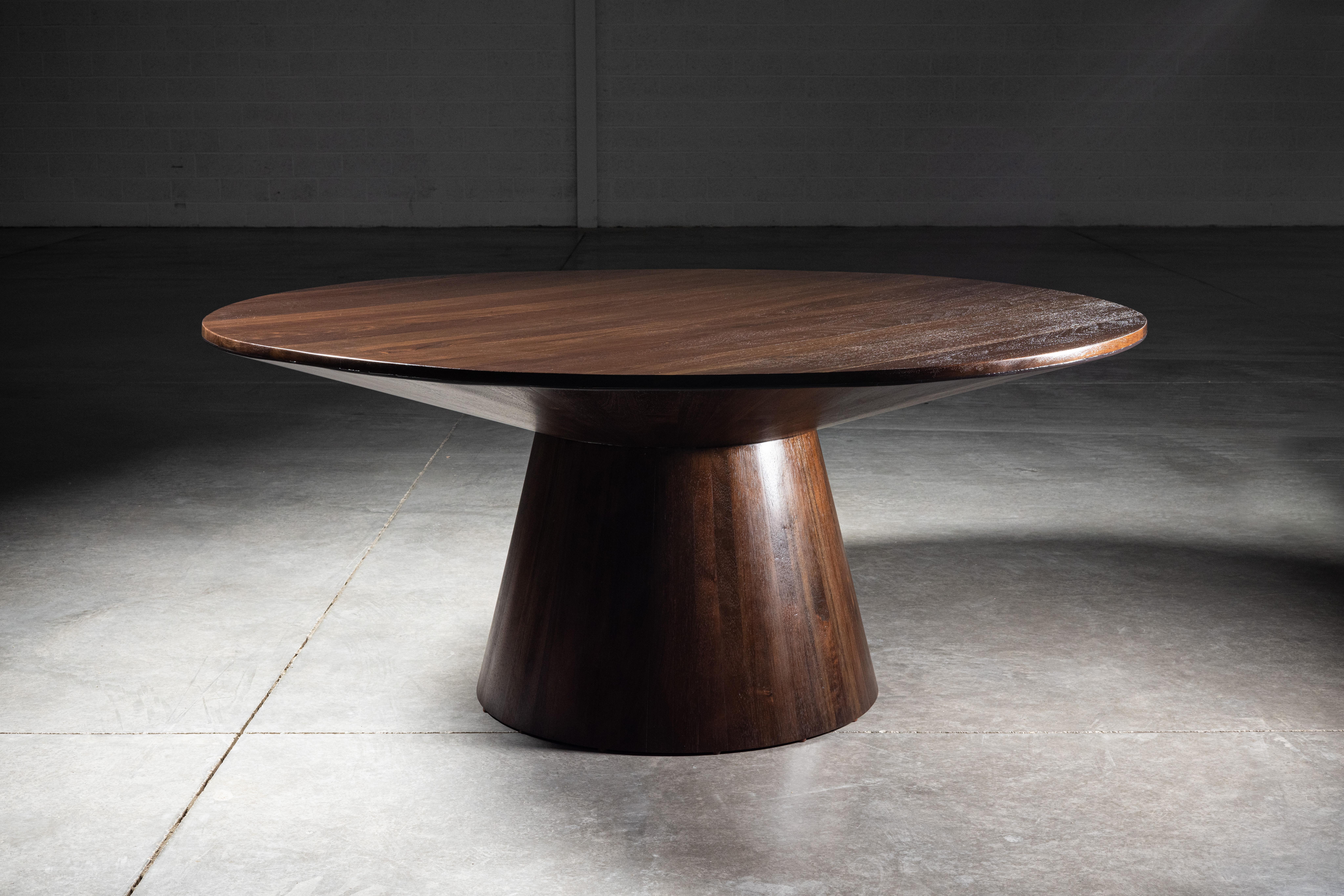 Contemporary Unidentified Round Dining Table in Walnut by No Age Studio For Sale