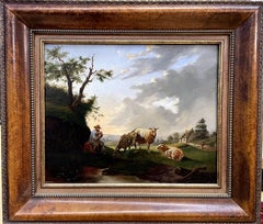 "Paysage pastoral avec berger et moutons