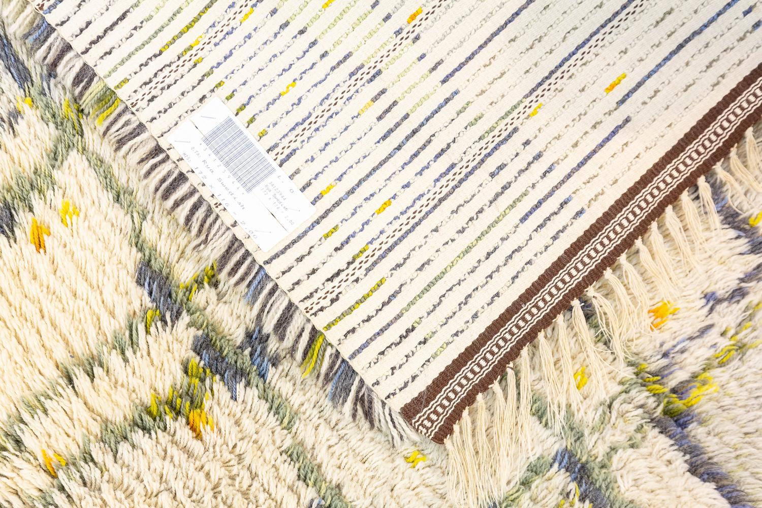 Rya-Teppich, schwedisches minimalistisches Design, 1950-1970 (Wolle) im Angebot