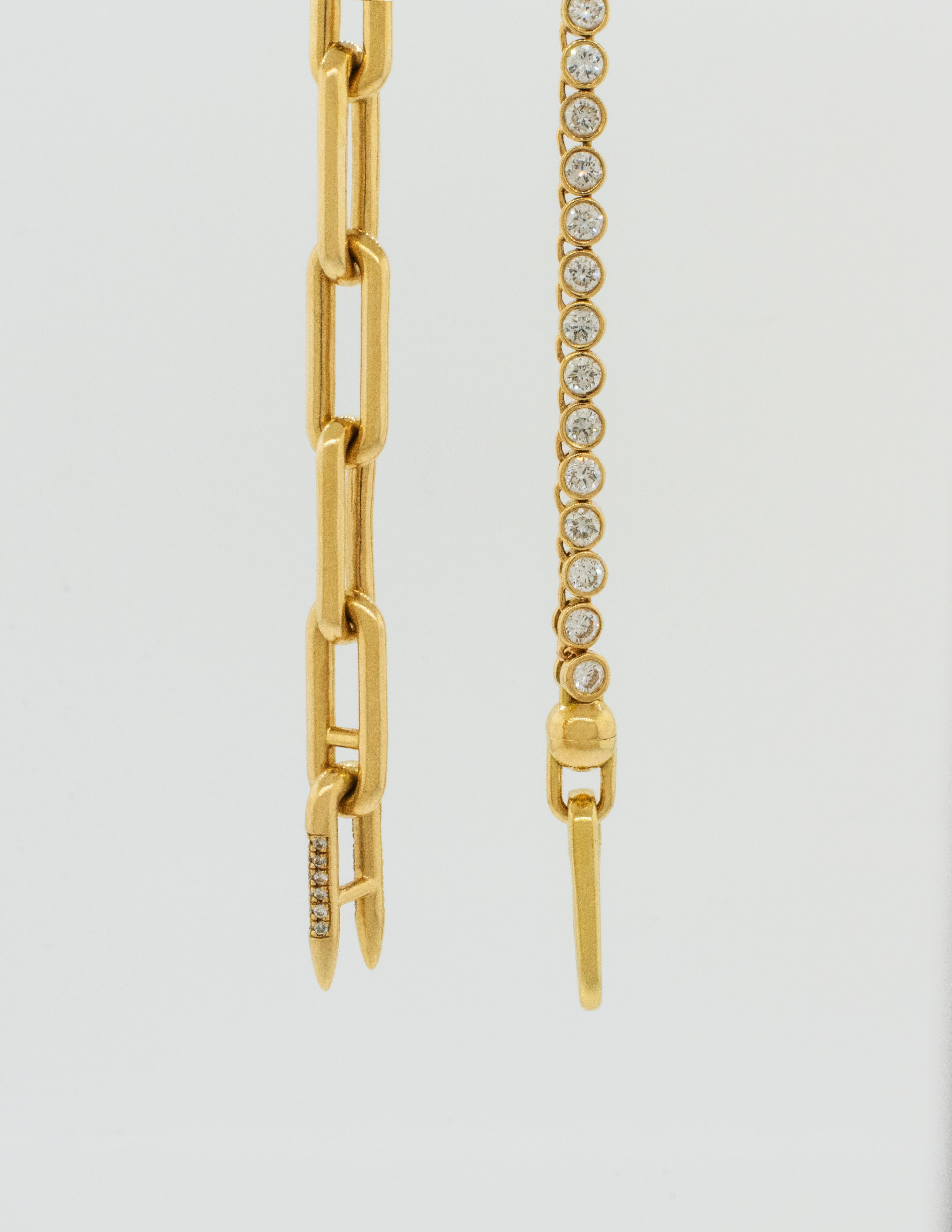 Uniform Object 18K Yellow Gold Bezel Set Diamond Necklace 1
