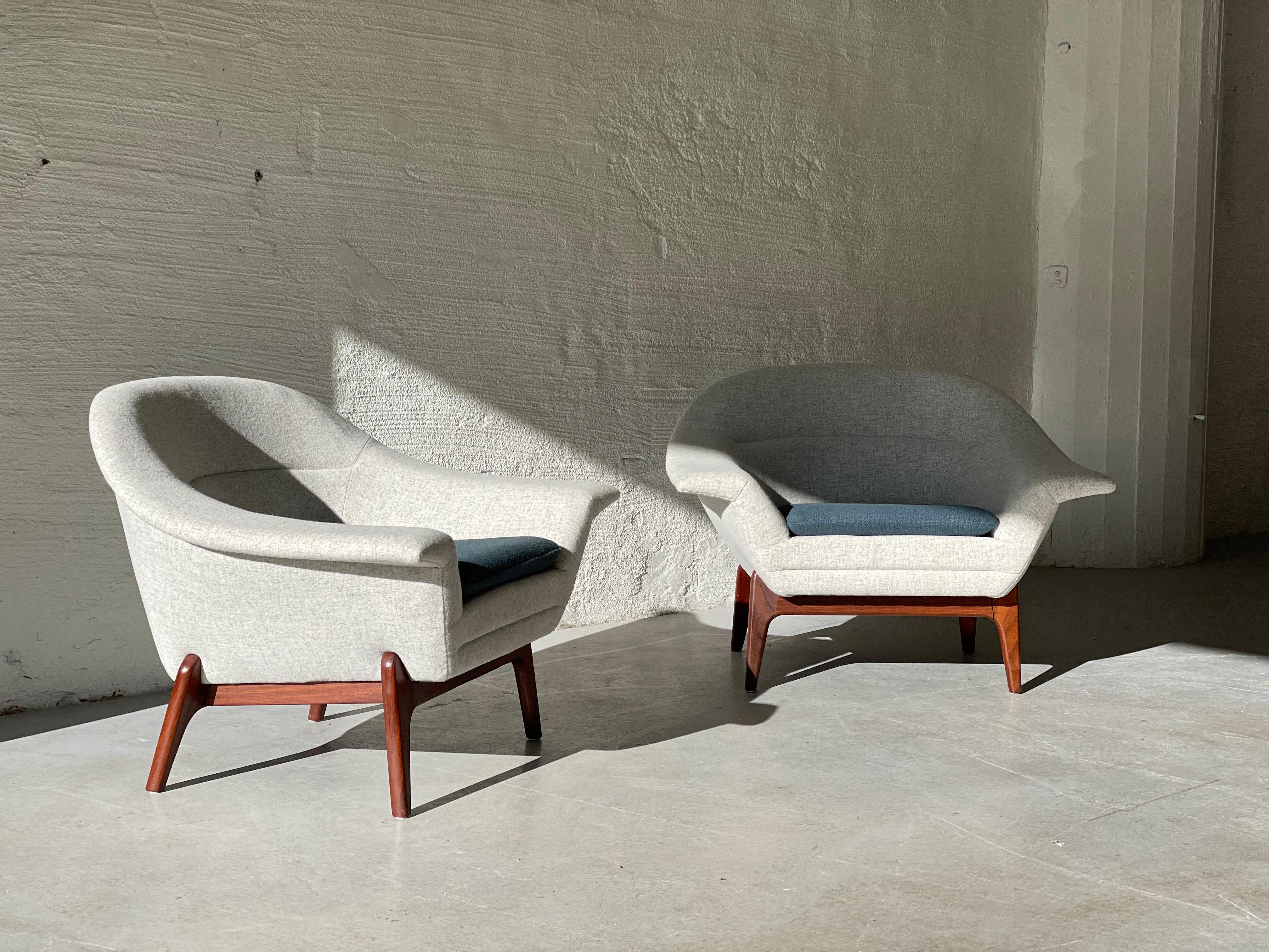 A unique pair of armchairs from designer Karl Edvard Korseth and the furniture factory LK Hjelle. Model 