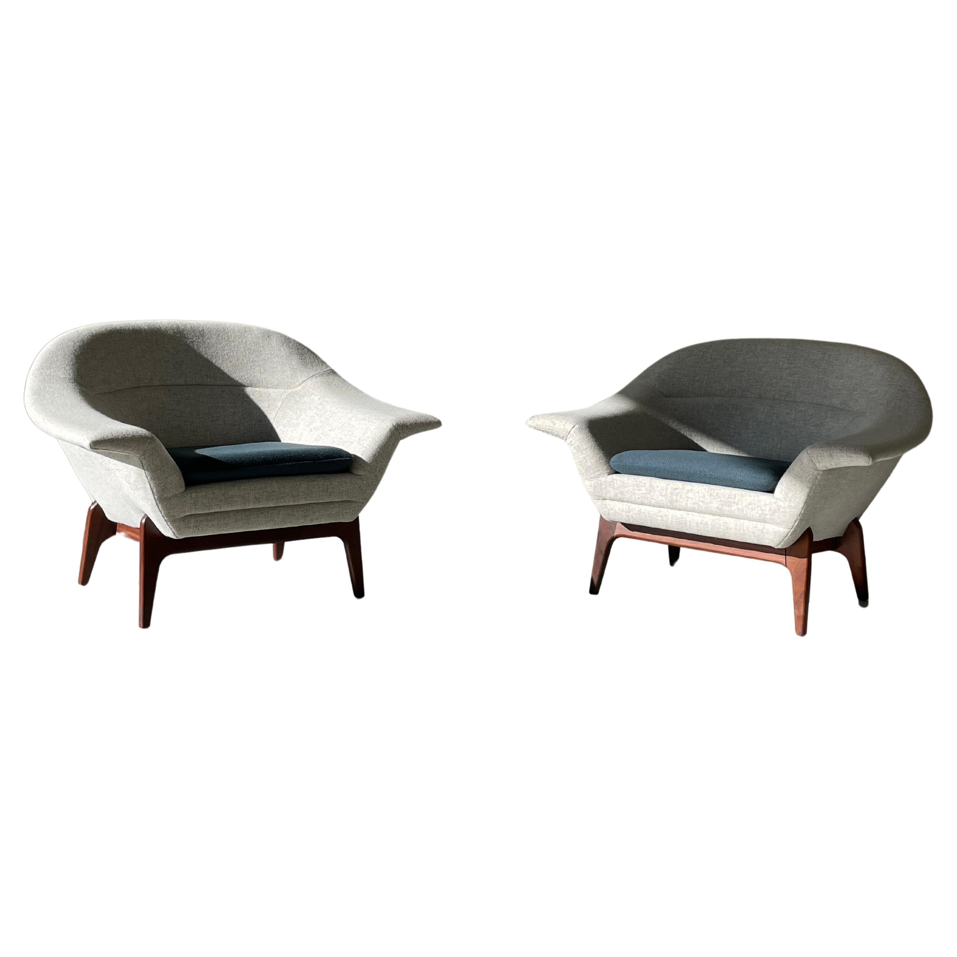 Unique pair of Norwegian mid- century lounge chairs, 1961