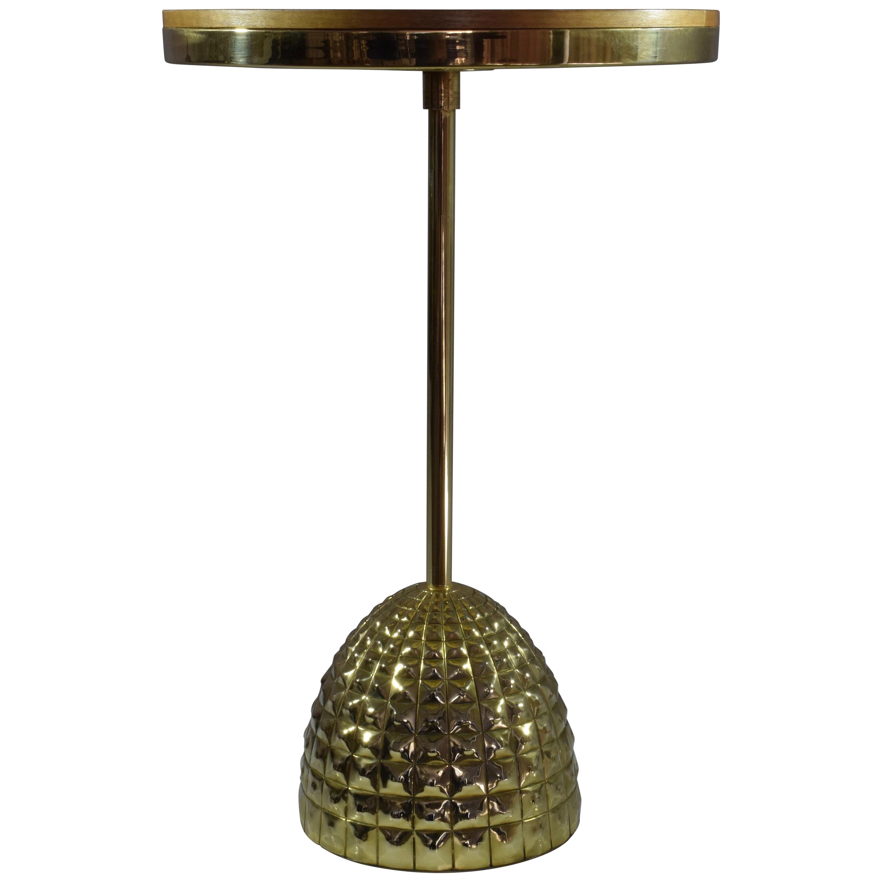 Unio Contemporary Brass Charging Side Table, Flow Collection