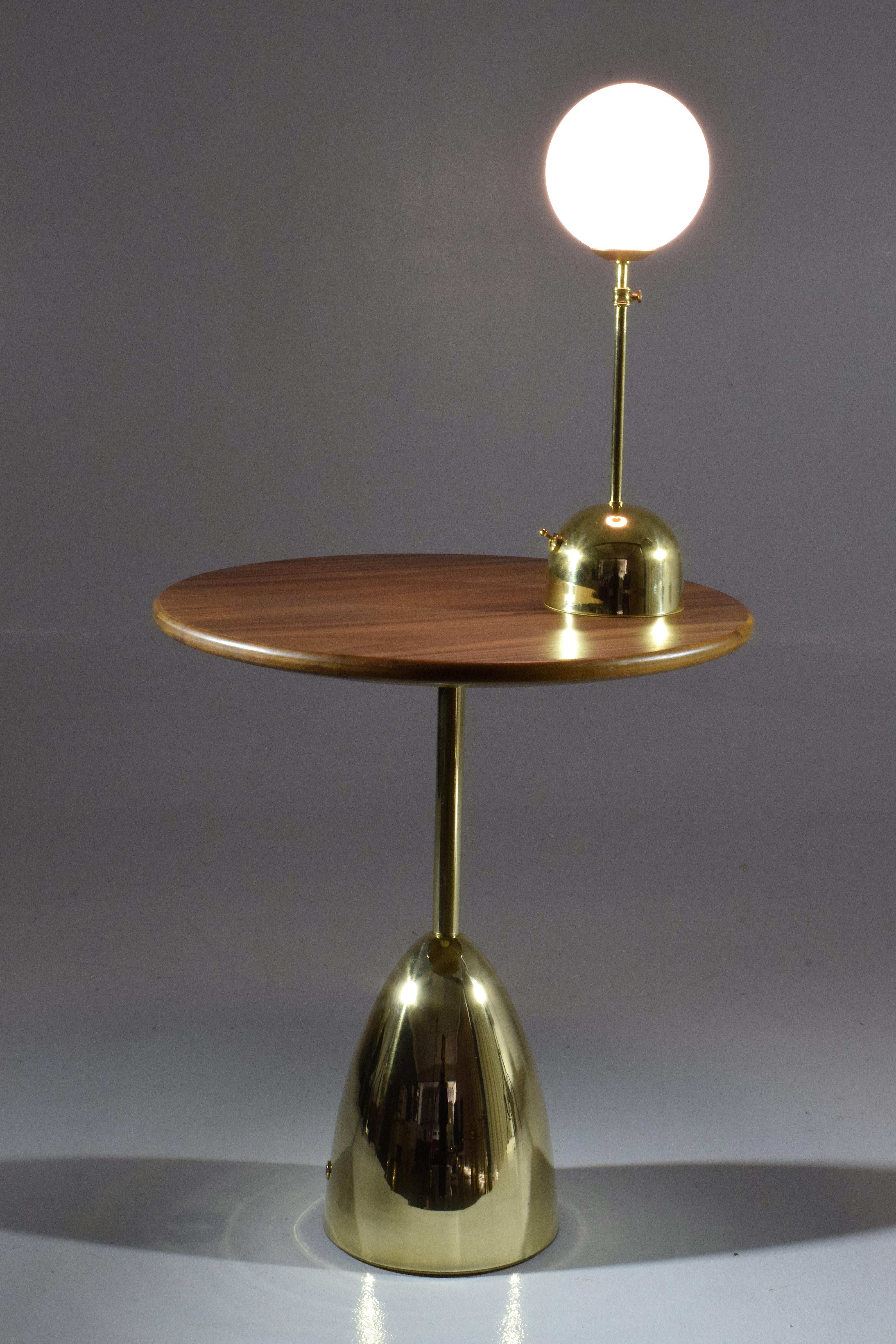 Unio Contemporary Brass Charging Side Table, Flow Collection 1
