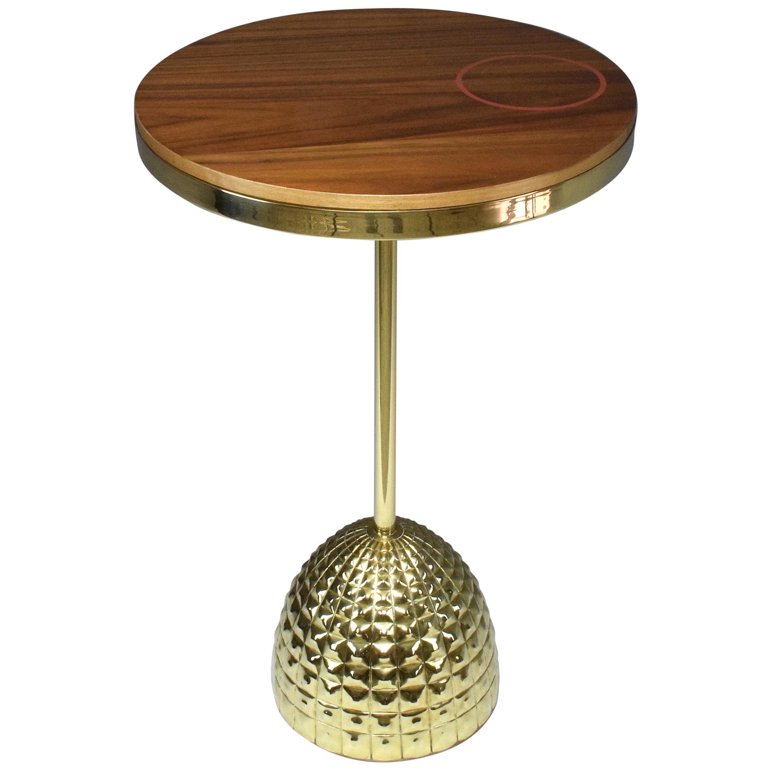 Modern Unio Contemporary Brass Charging Side Table, Flow Collection