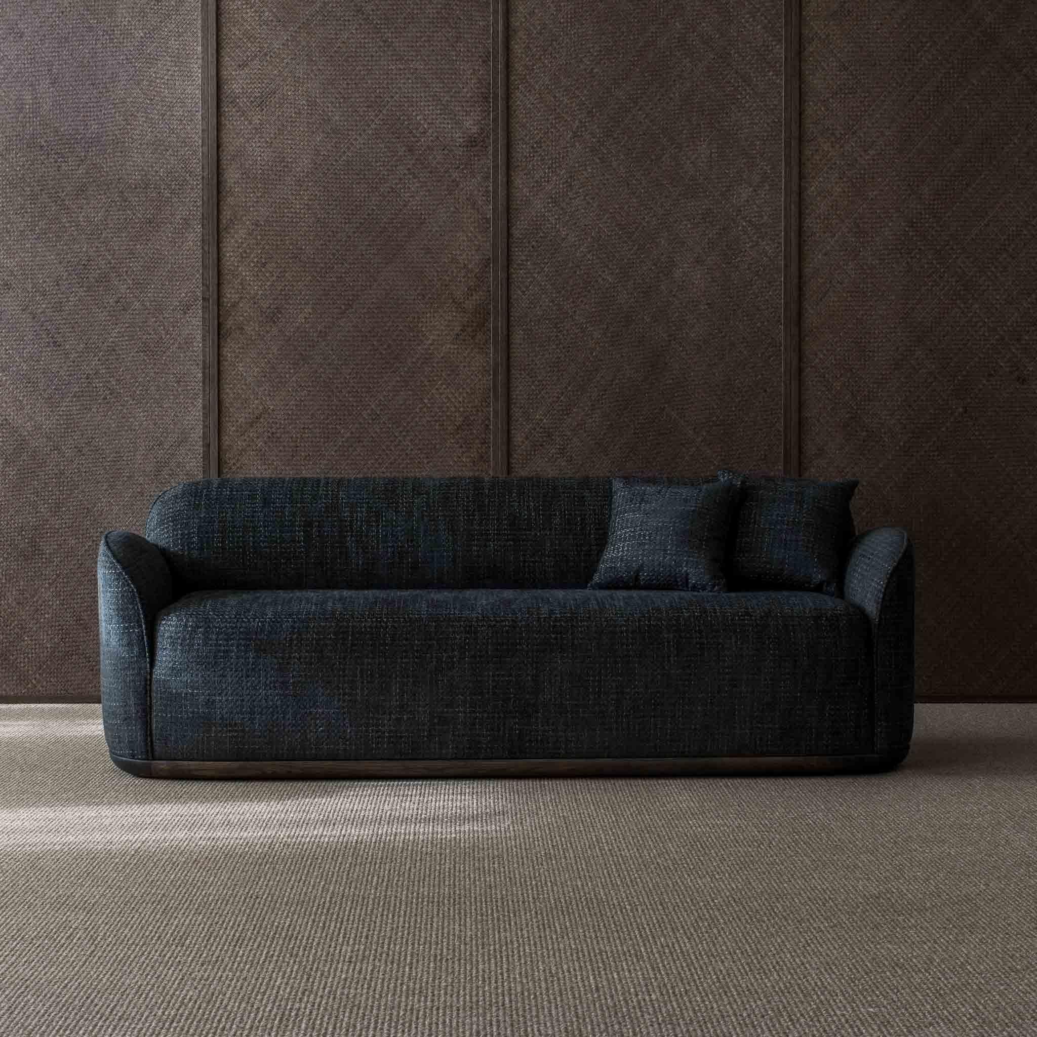 Scandinave moderne Canap Unio tapiss de tissu Pierre Frey Hanoi par Poiat en vente