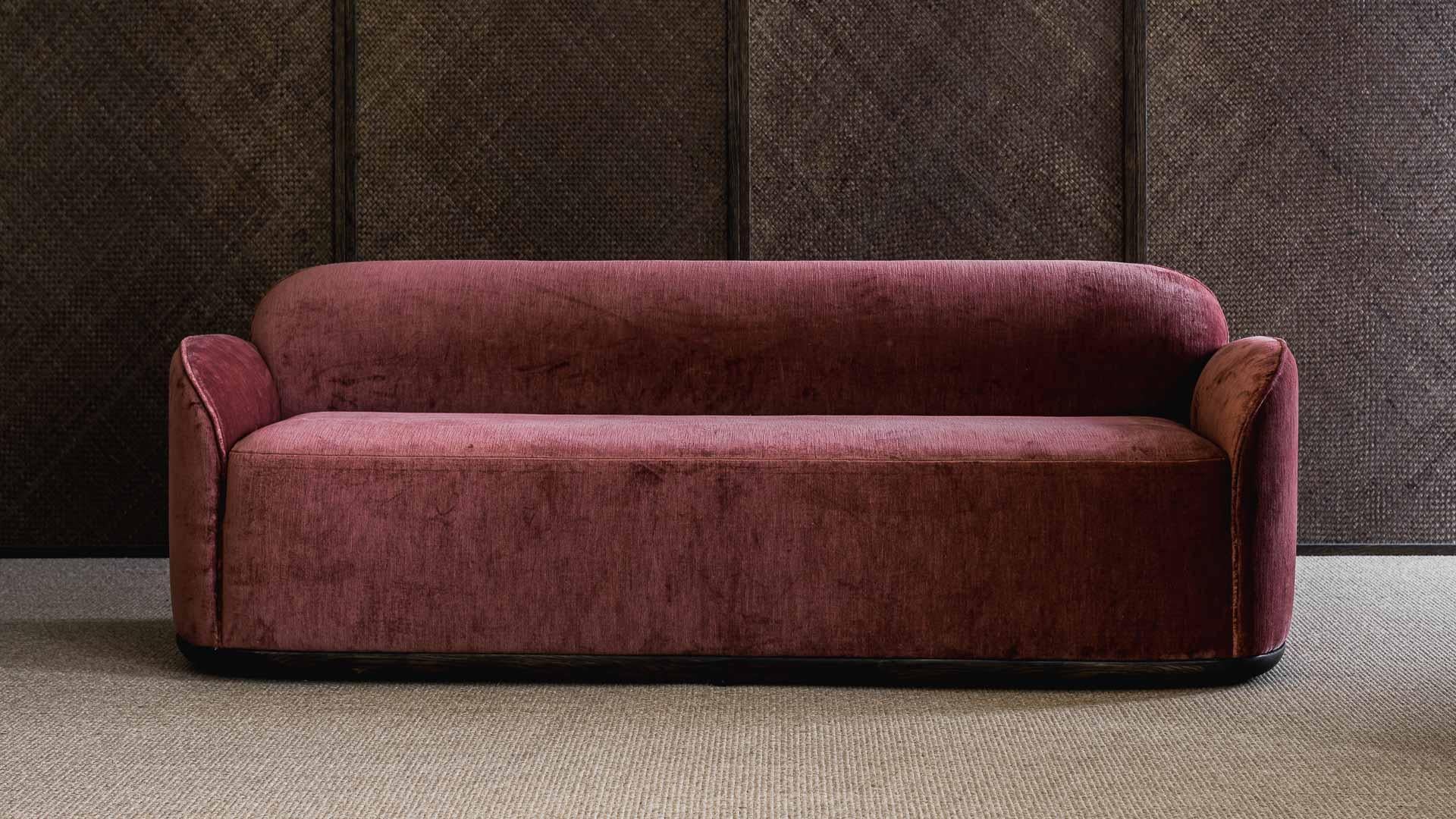 Scandinavian Modern Unio Sofa Upholstered with Dedar Pergamena Fabric by Poiat