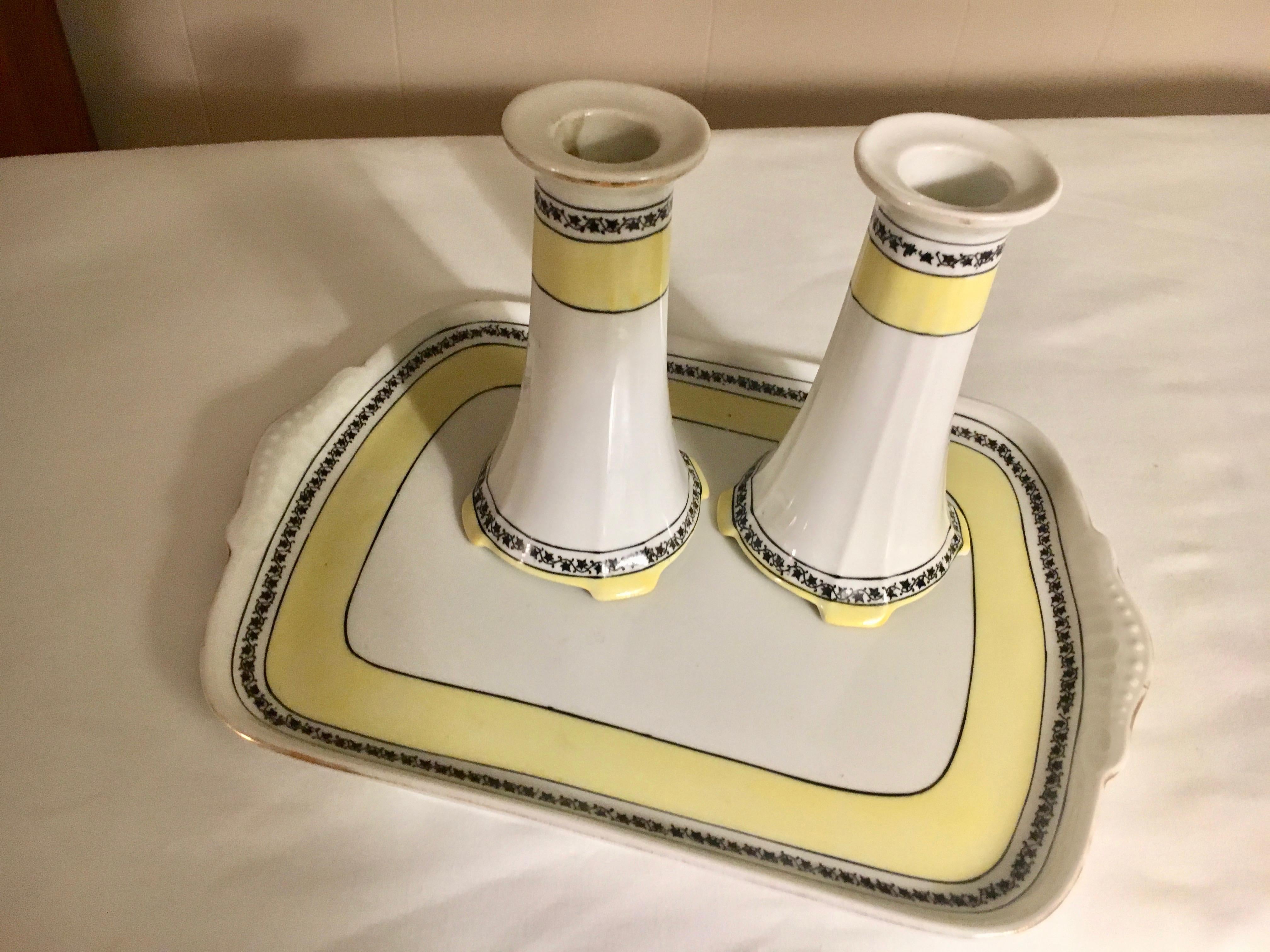 Union Bavaria Porcelain Tray and Candlesticks For Sale 4