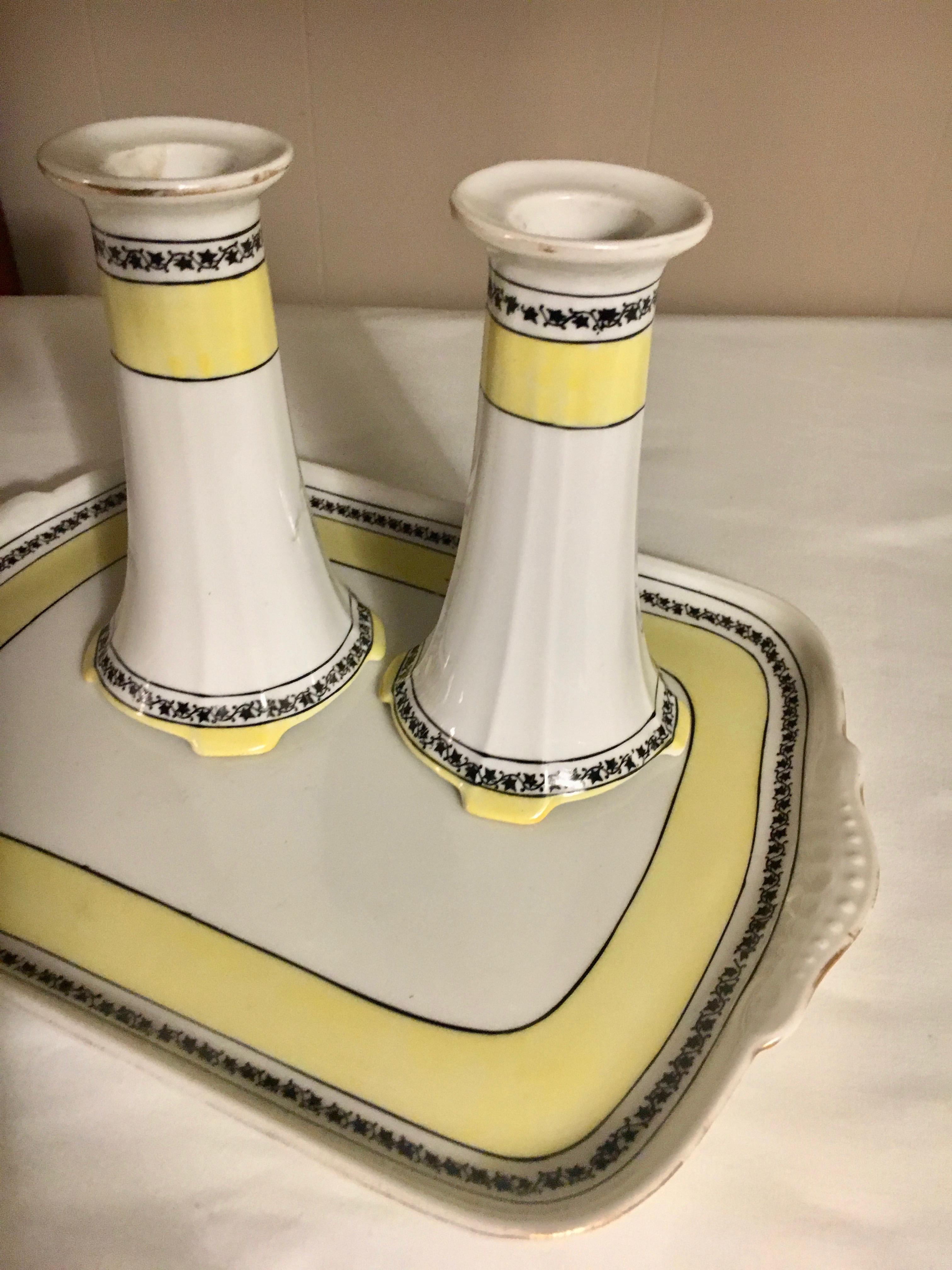 Union Bavaria Porcelain Tray and Candlesticks For Sale 5