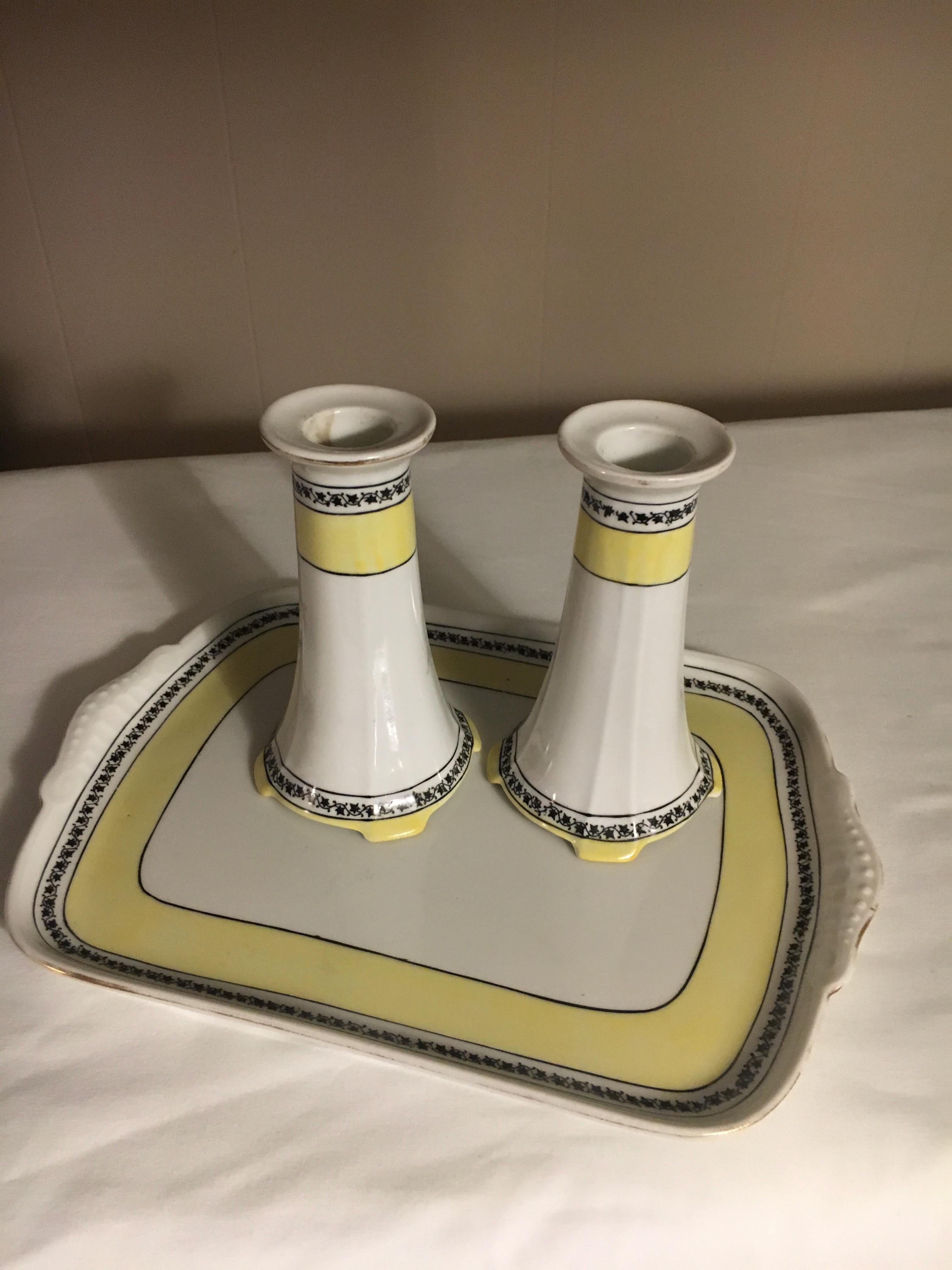Union Bavaria Porcelain Tray and Candlesticks For Sale 6