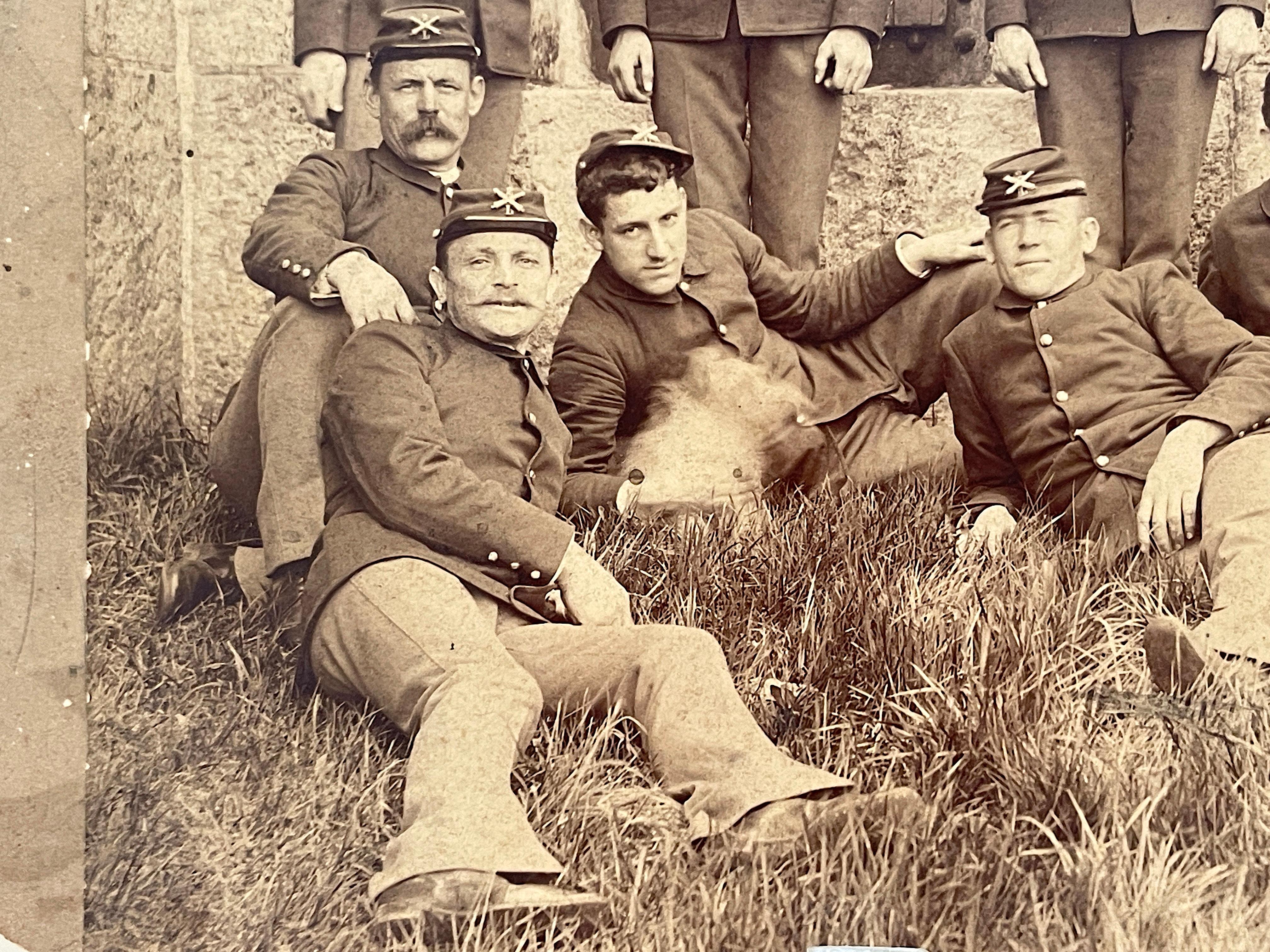 Union Civil War Photo 11 L-2 Officers & Dog  Possibly Richmond Prisons In Situ For Sale 3