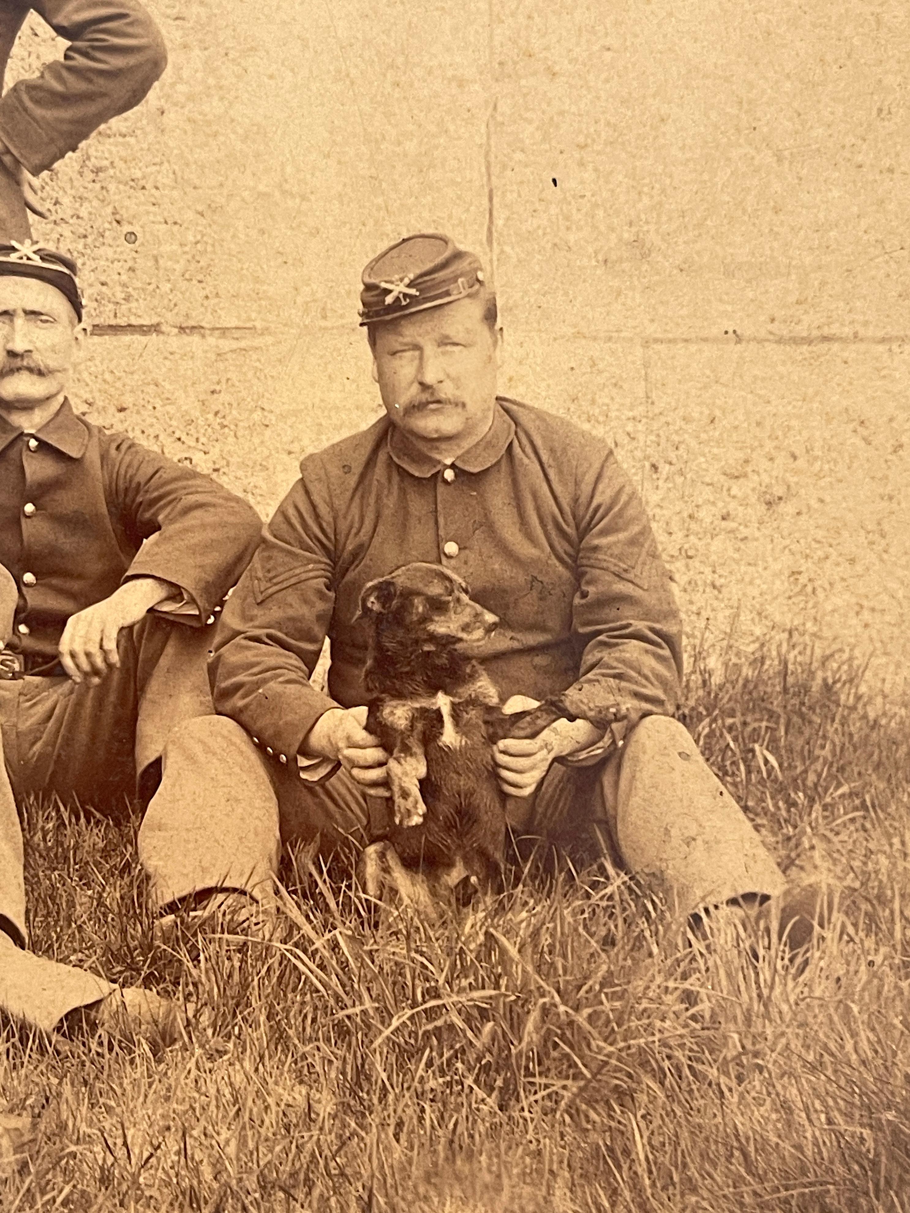 Union Civil War Photo 11 L-2 Officers & Dog  Possibly Richmond Prisons In Situ For Sale 2
