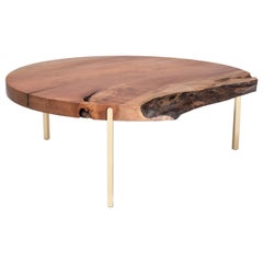 Union Coffee Table by Tretiak Works, Handcrafted Wood Brass Live Edge Unique