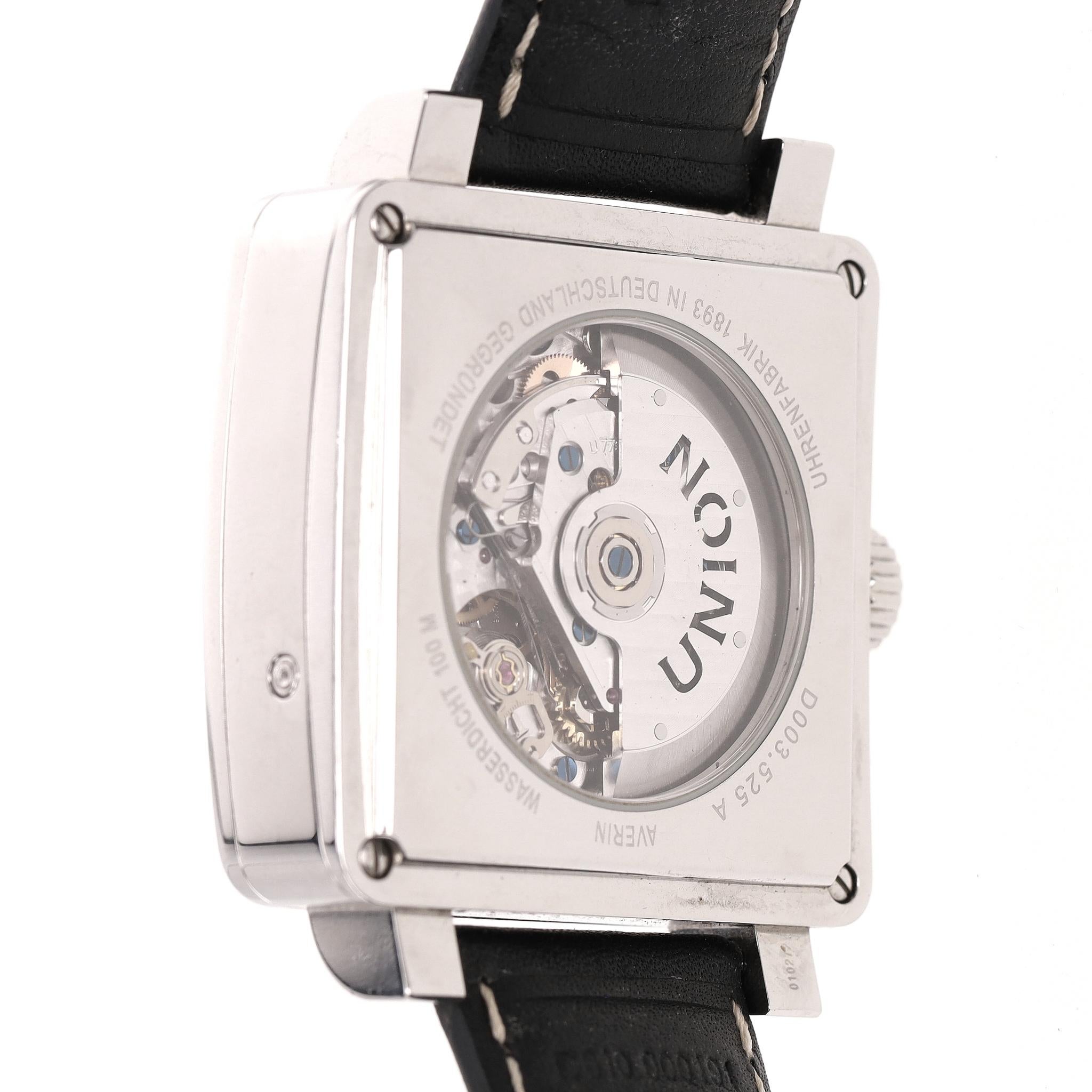 Reloj cronógrafo Union Glashütte Averin de acero inoxidable con correa de piel en venta 1