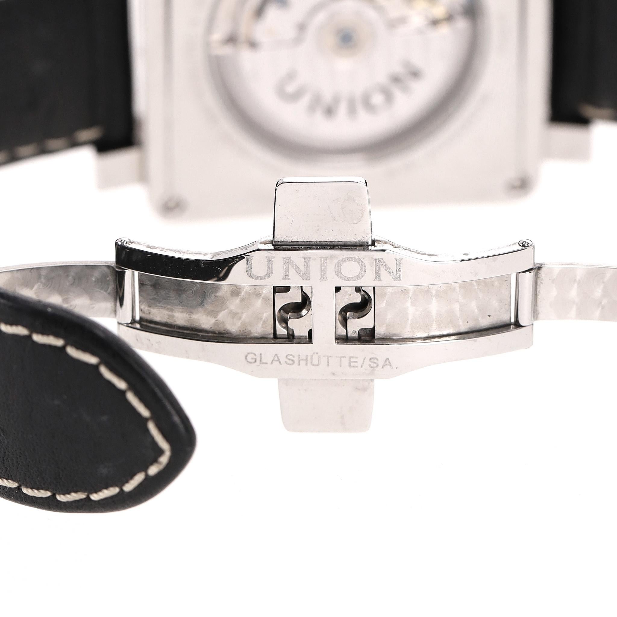 Reloj cronógrafo Union Glashütte Averin de acero inoxidable con correa de piel en venta 2