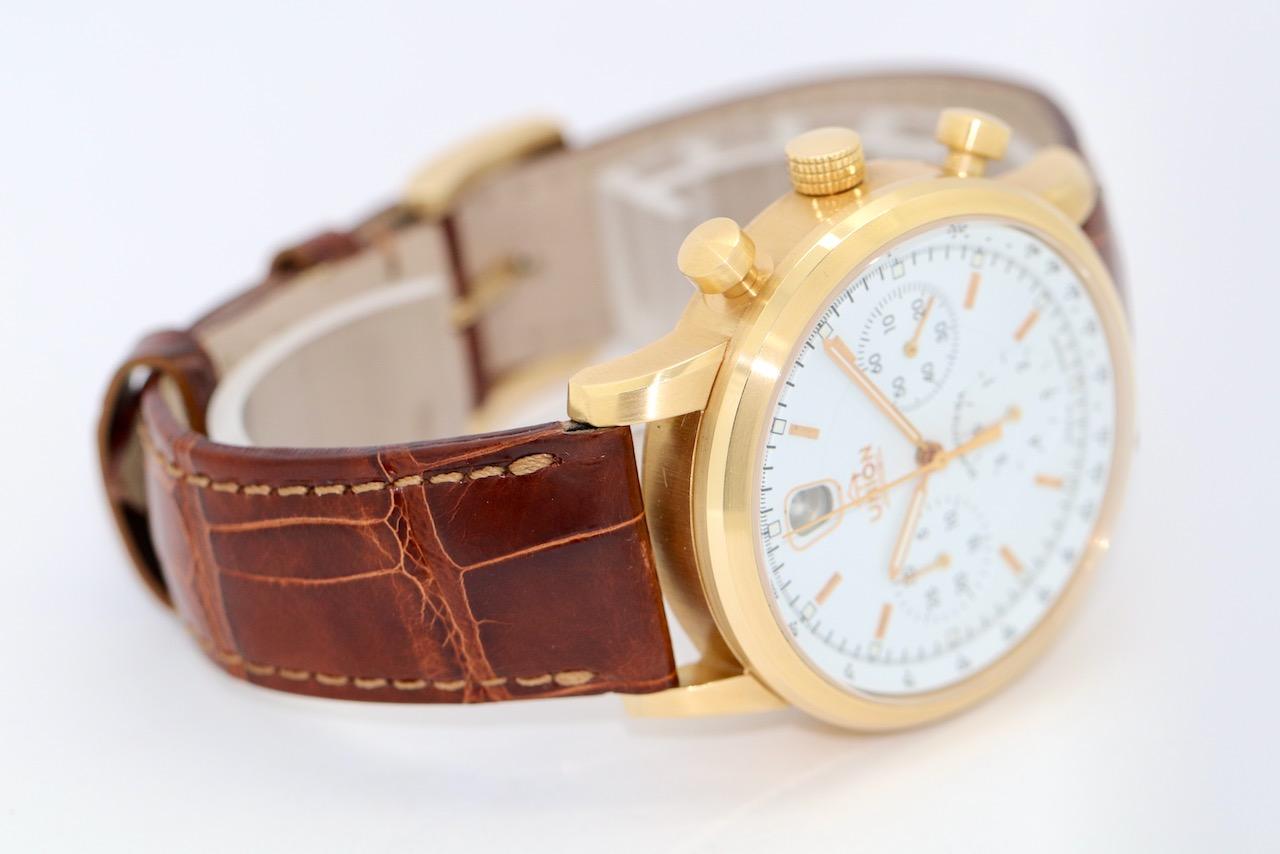 Union Glashütte Chronograph 18 Karat Gold, Automatic, Limited to 50, Saxony. For Sale 3