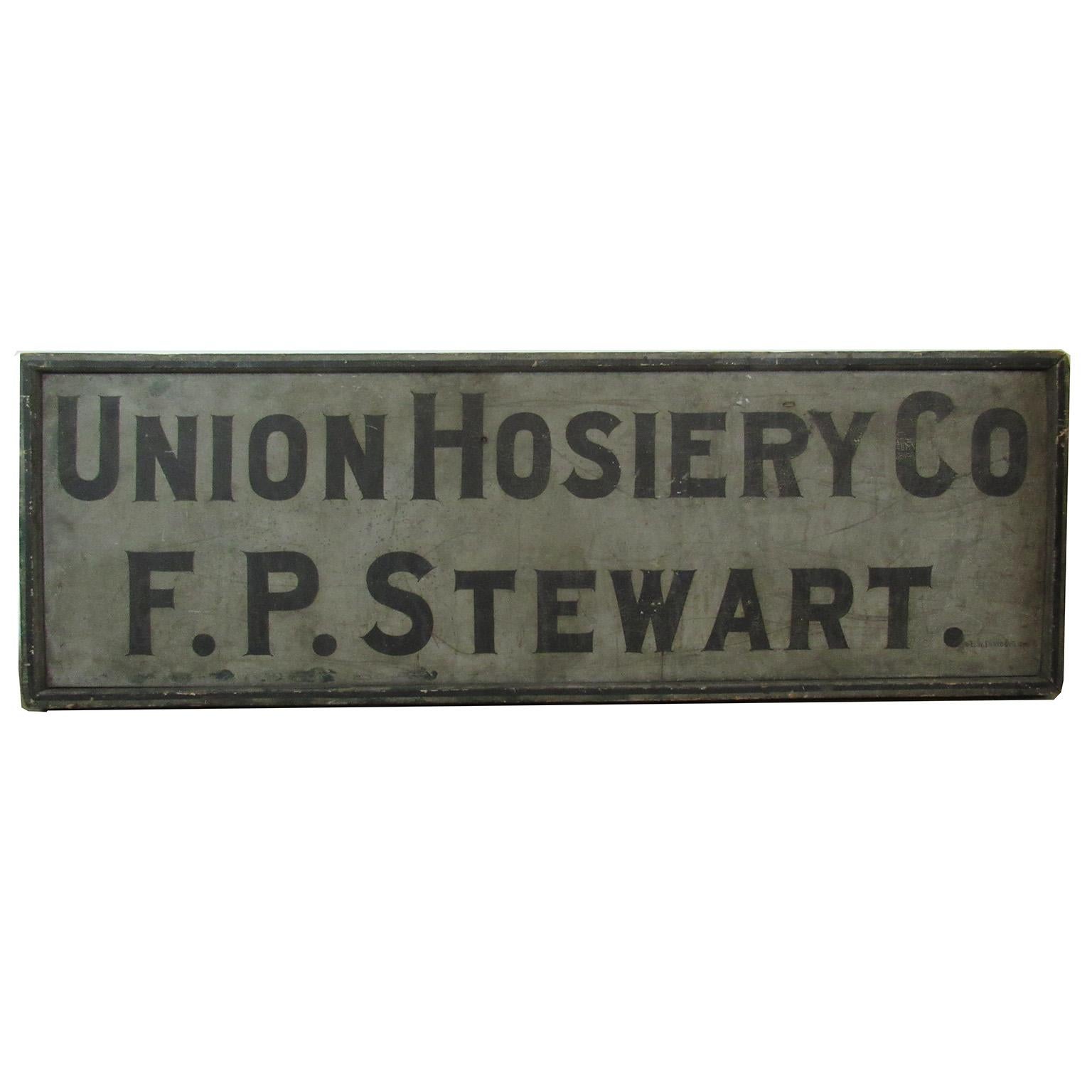 Union Hosiery Co. Painted Wood Trade Sign For Sale
