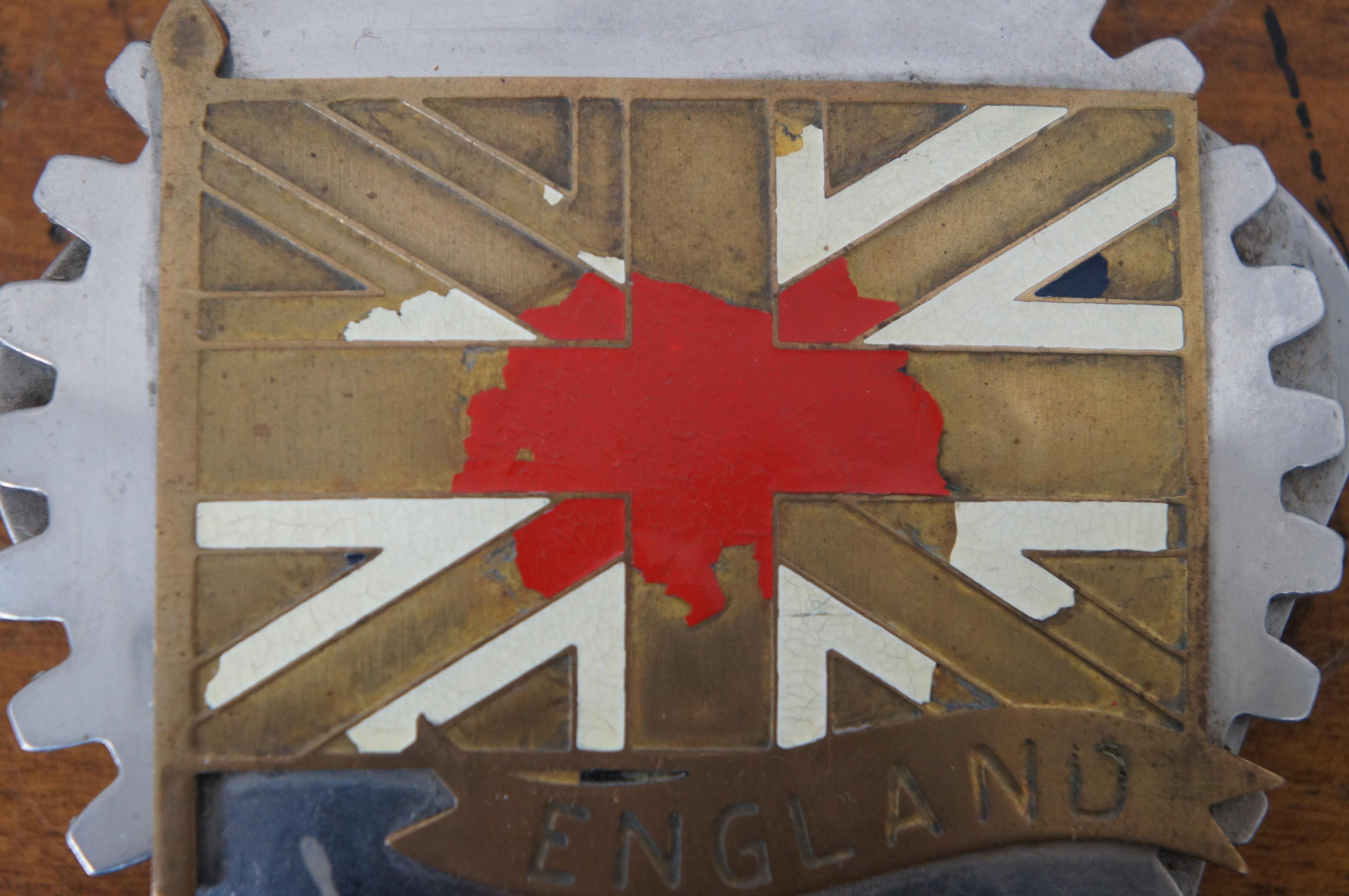 Late 20th Century Union Jack British Flag 1970s England Enamel Car Badge Grill Auto Emblem 4