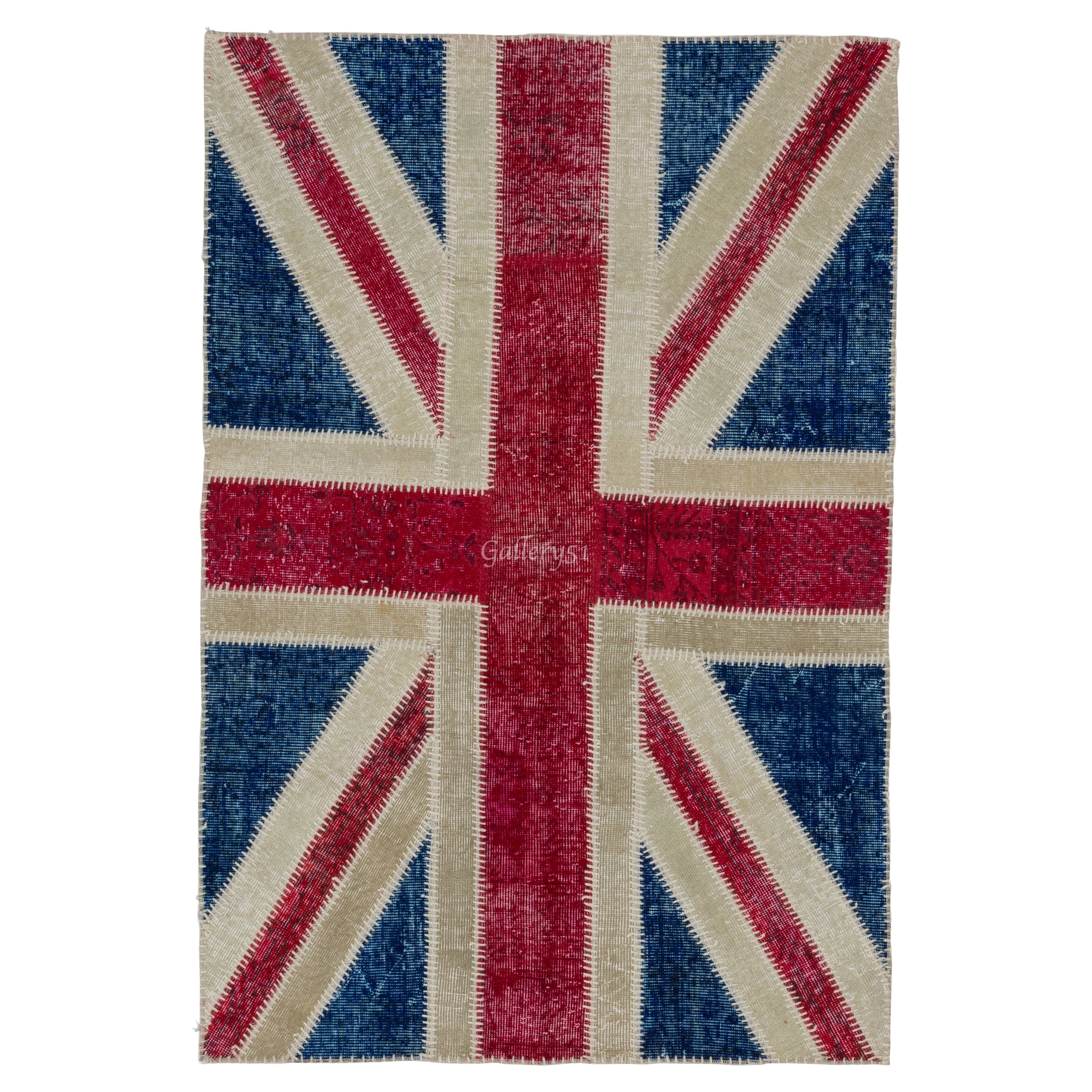 Union Jack British Flag Design Patchwork Rug. Custom Colors and Sizes