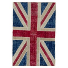 Union Jack British Flag Design Patchwork Rug. Custom Colors and Sizes