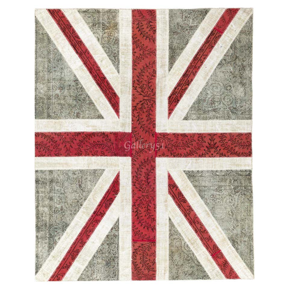 8x10 Ft Union Jack, British Flag Design Patchwork Rug. Custom Colors ...