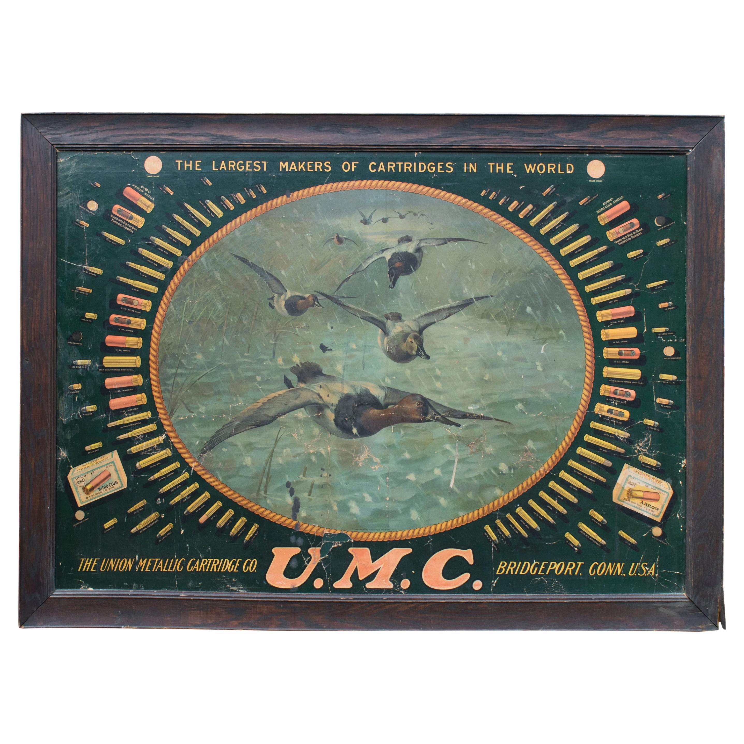 Lithographie de l'Union Metallic Cartridge Company sur panneau de balle