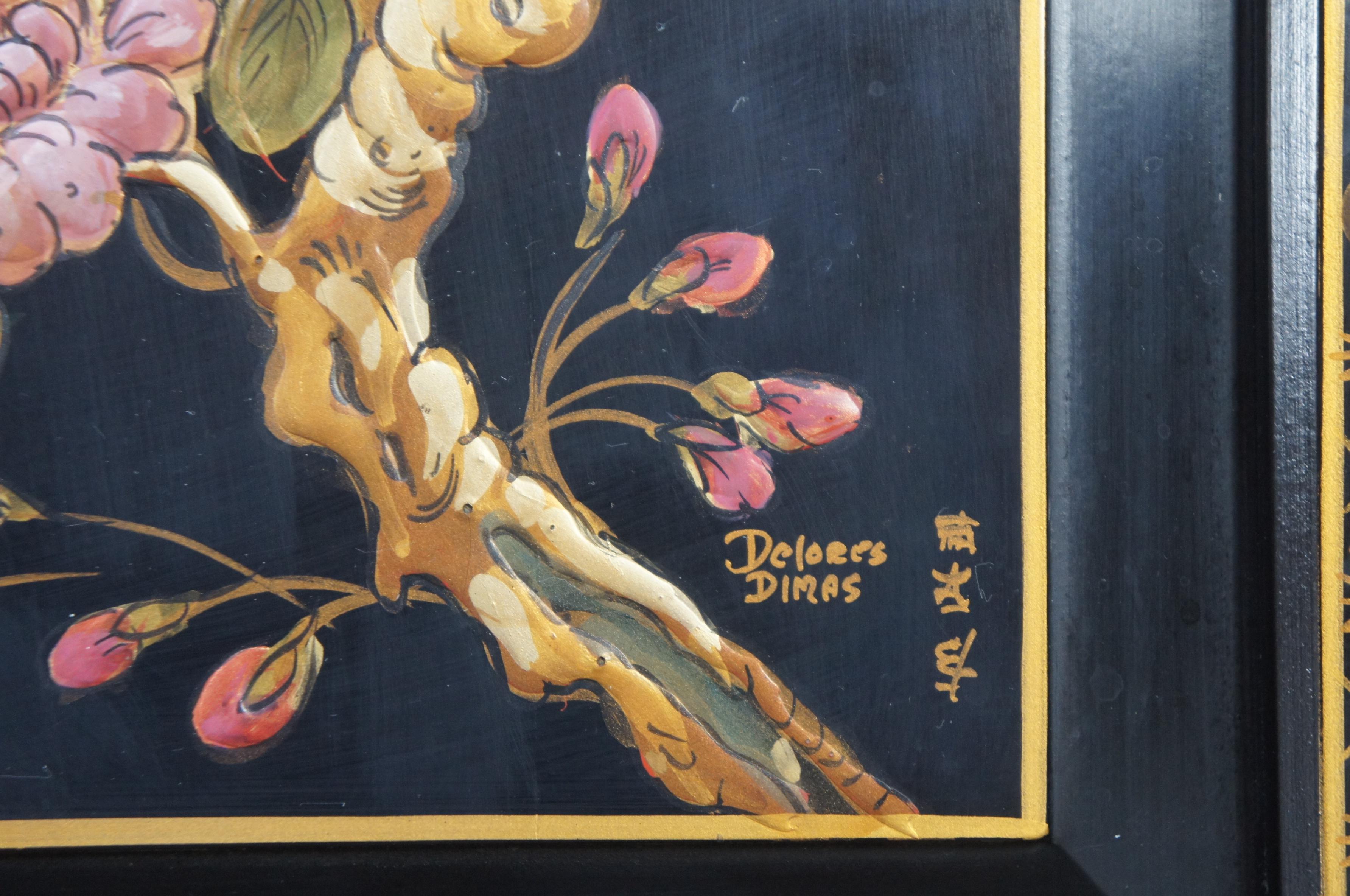 Union National Black Lacquered Chinoiserie Breakfront China Display Cabinet In Good Condition In Dayton, OH