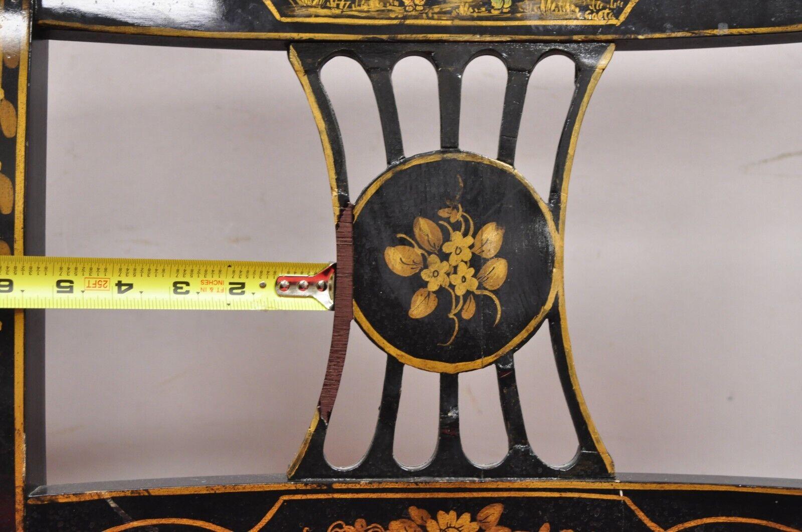 Union National Chinoiserie English Regency Black Painted Dining Chair - Set of 6 en vente 1