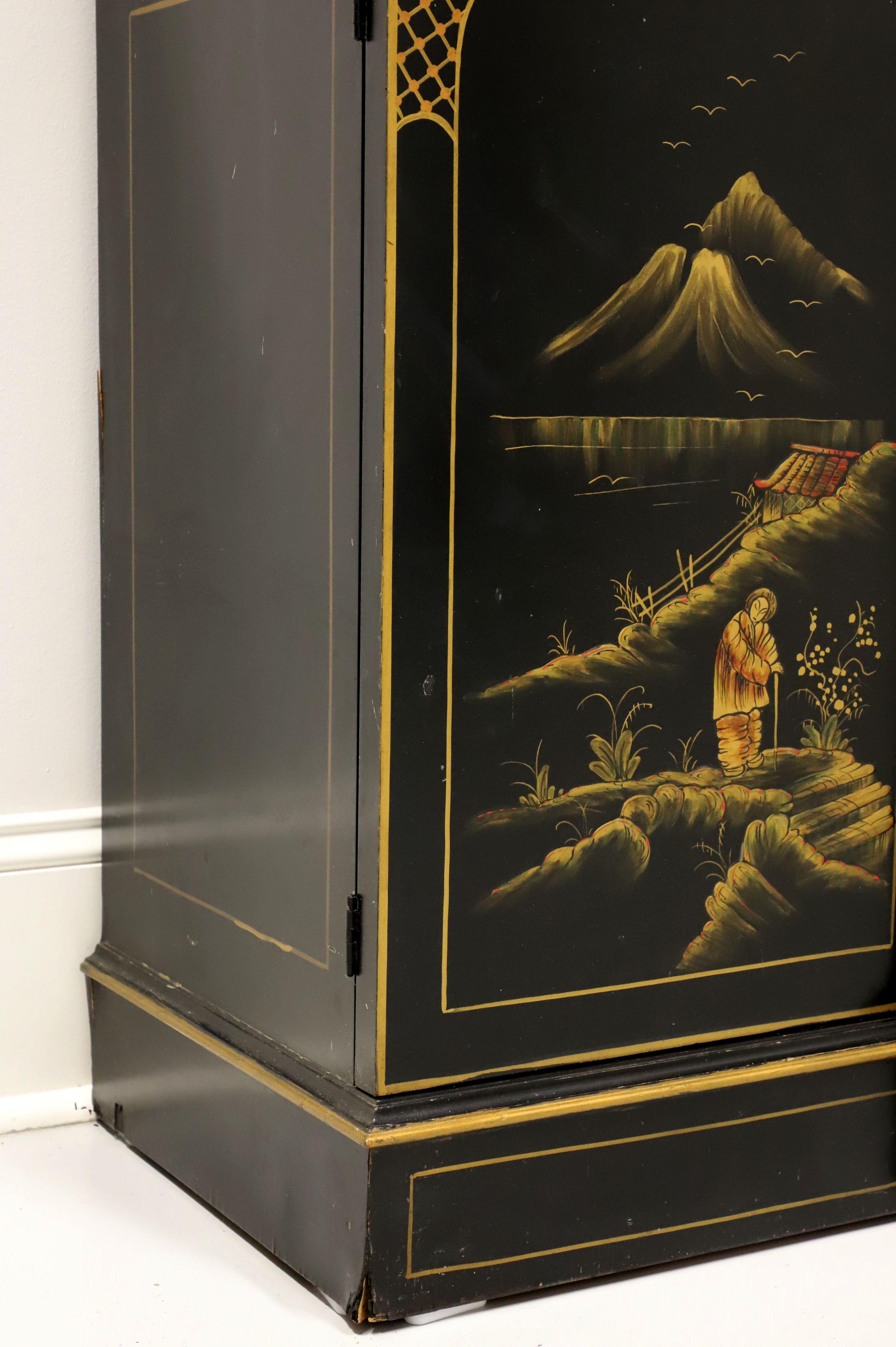 UNION-NATIONAL Chinoiserie Hand Painted Breakfront Secretary Desk China Cabinet 1