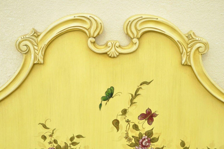 Union National Chinoiserie Yellow Paint Decorated King Size Bed Headboard In Good Condition For Sale In Philadelphia, PA