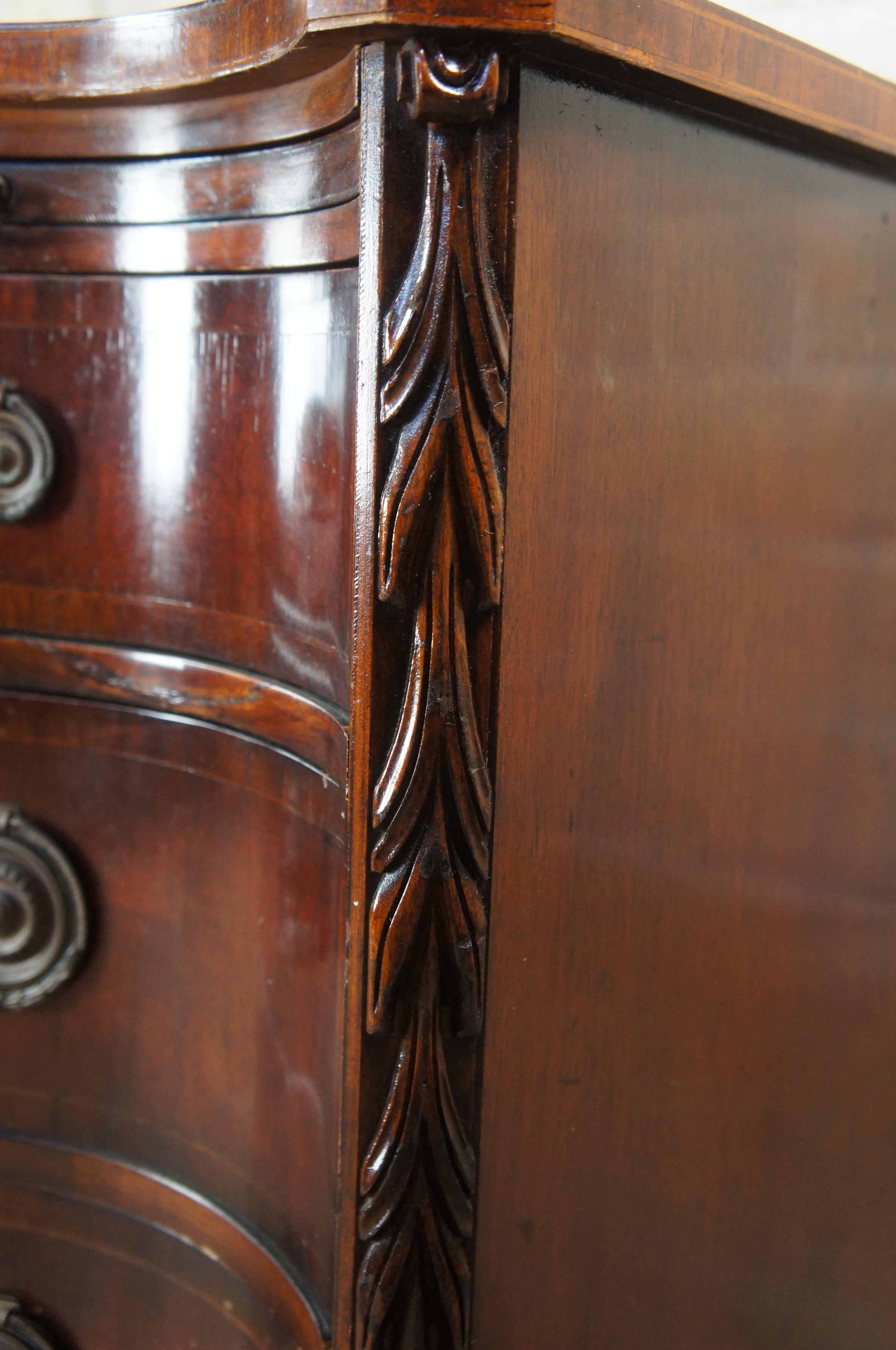 Union National Georgian Style Serpentine Mahogany Bachelors Chest Buffet Dresser For Sale 5