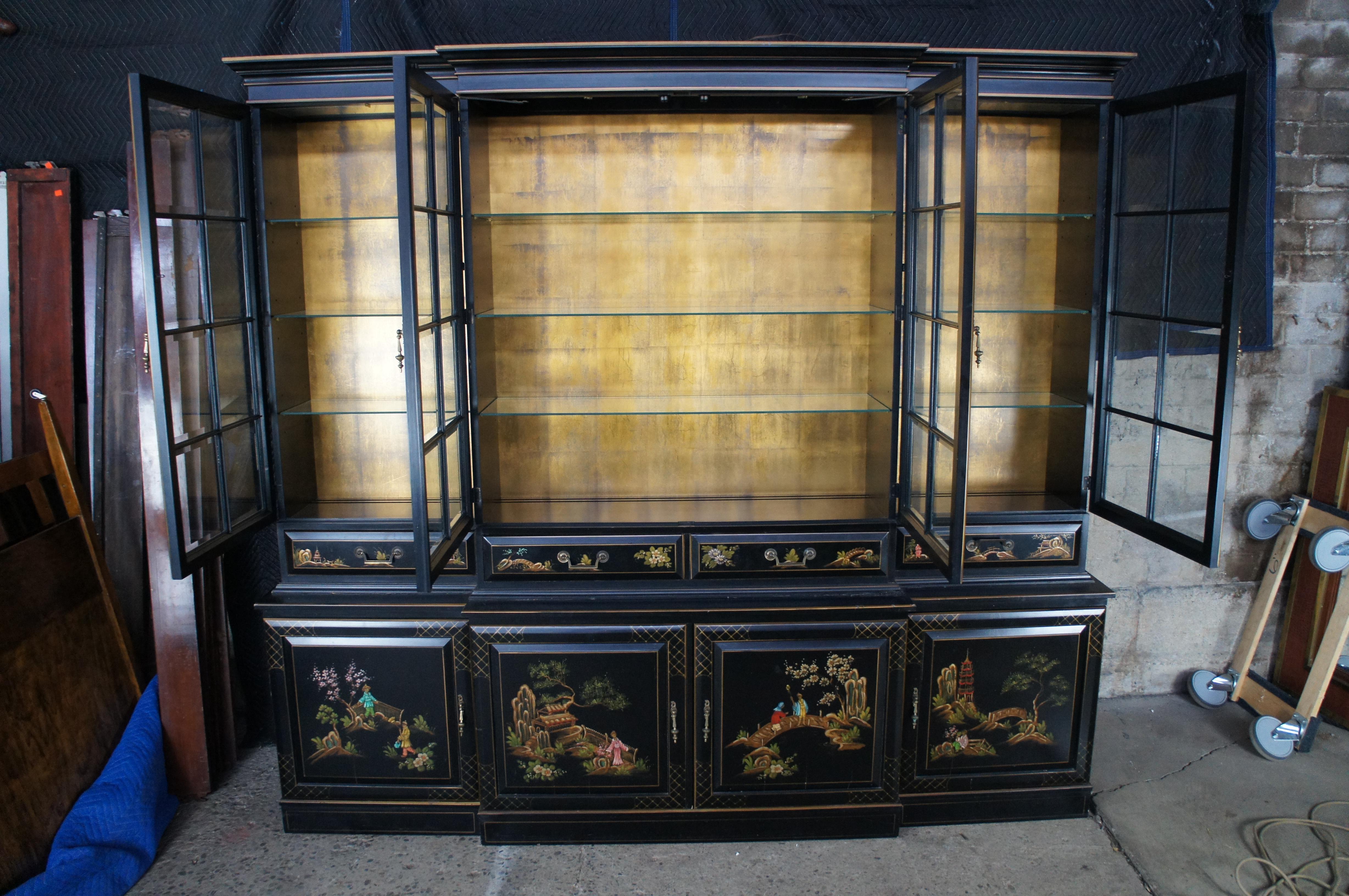 Union National Lacquered Chinoiserie Breakfront China Display Curio ...