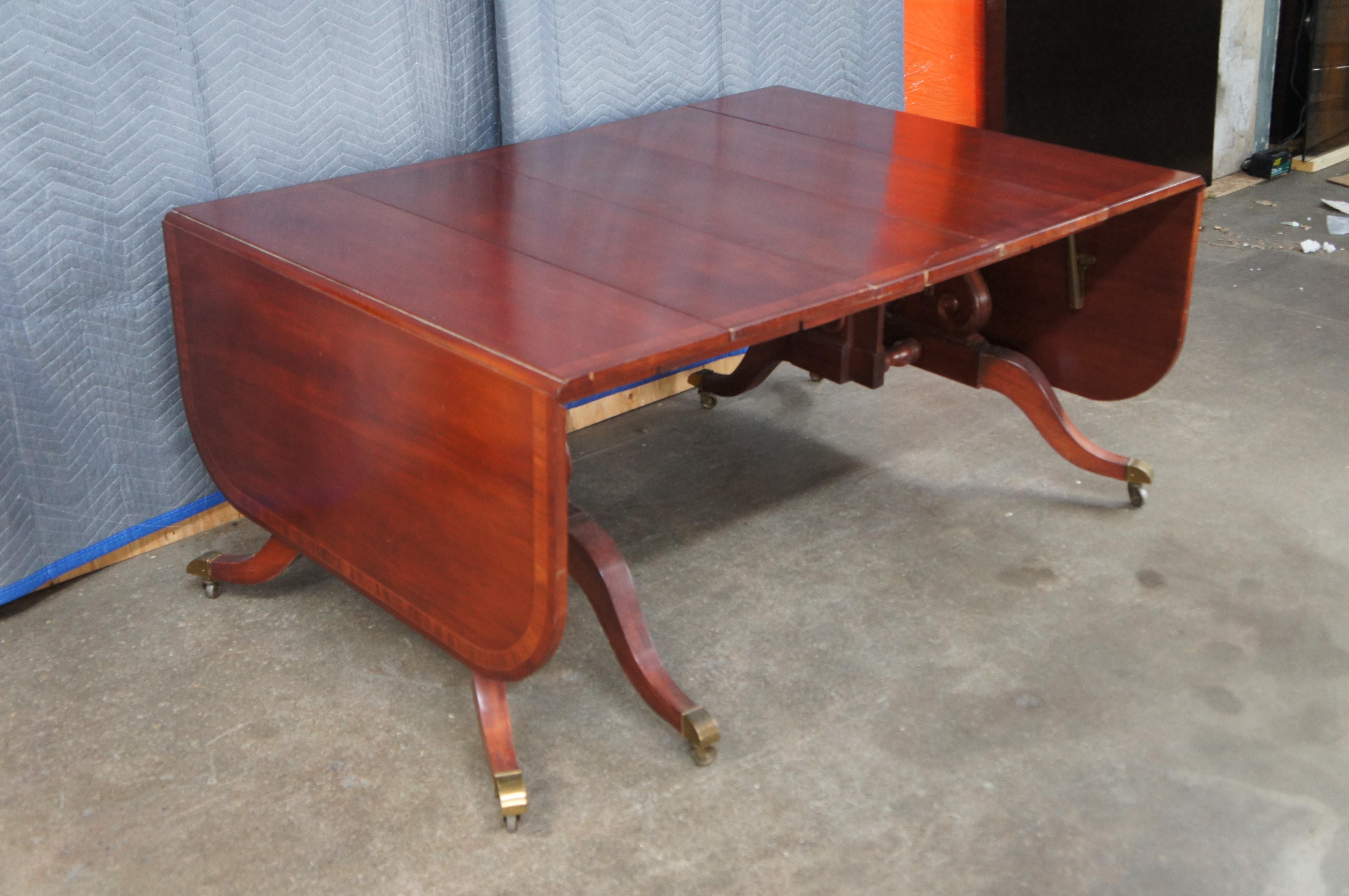 Union National Mid Century Duncan Phyfe Style Mahogany Drop Leaf Dining Table For Sale 4