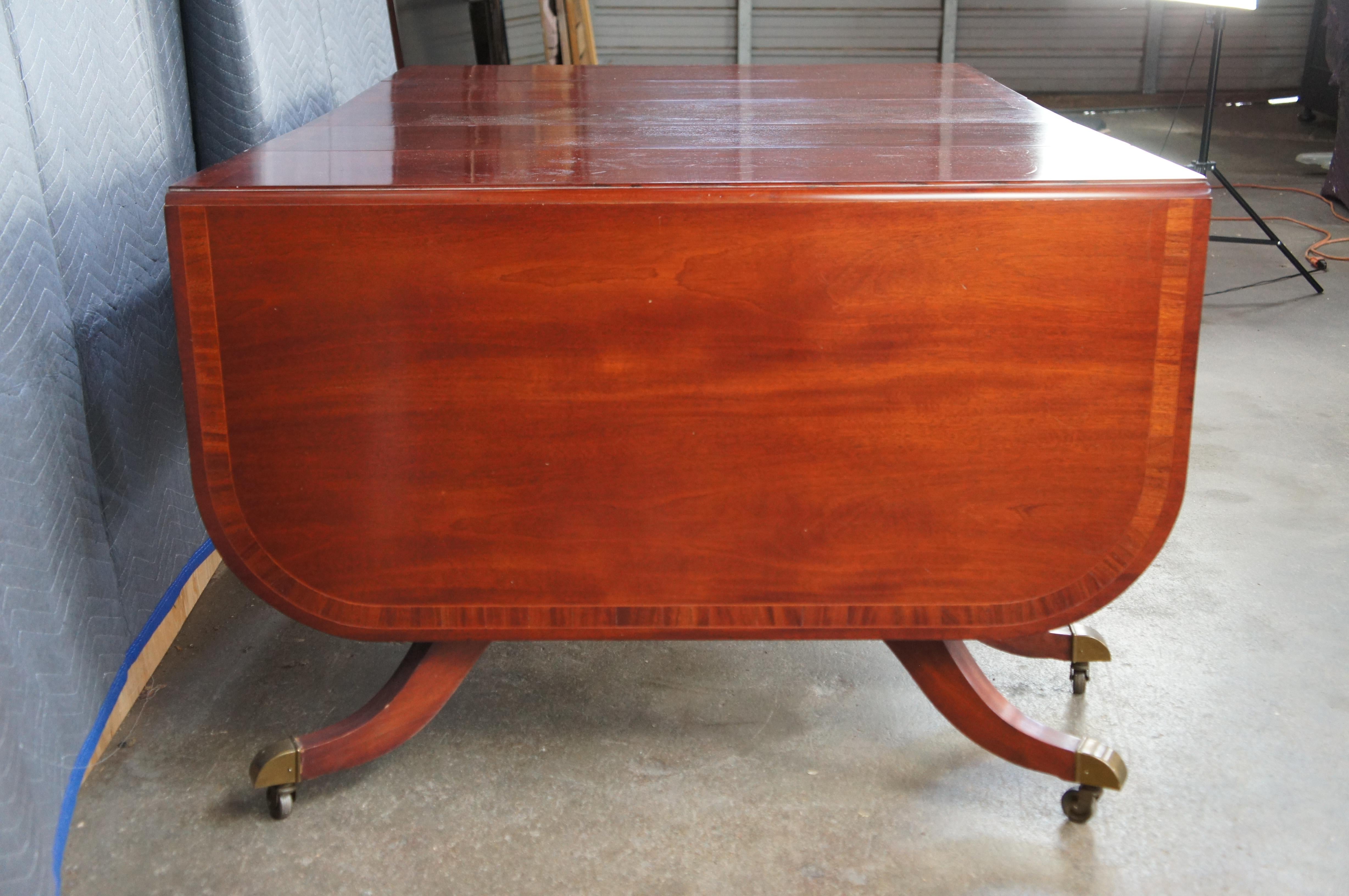 Union National Mid Century Duncan Phyfe Style Mahogany Drop Leaf Dining Table For Sale 9