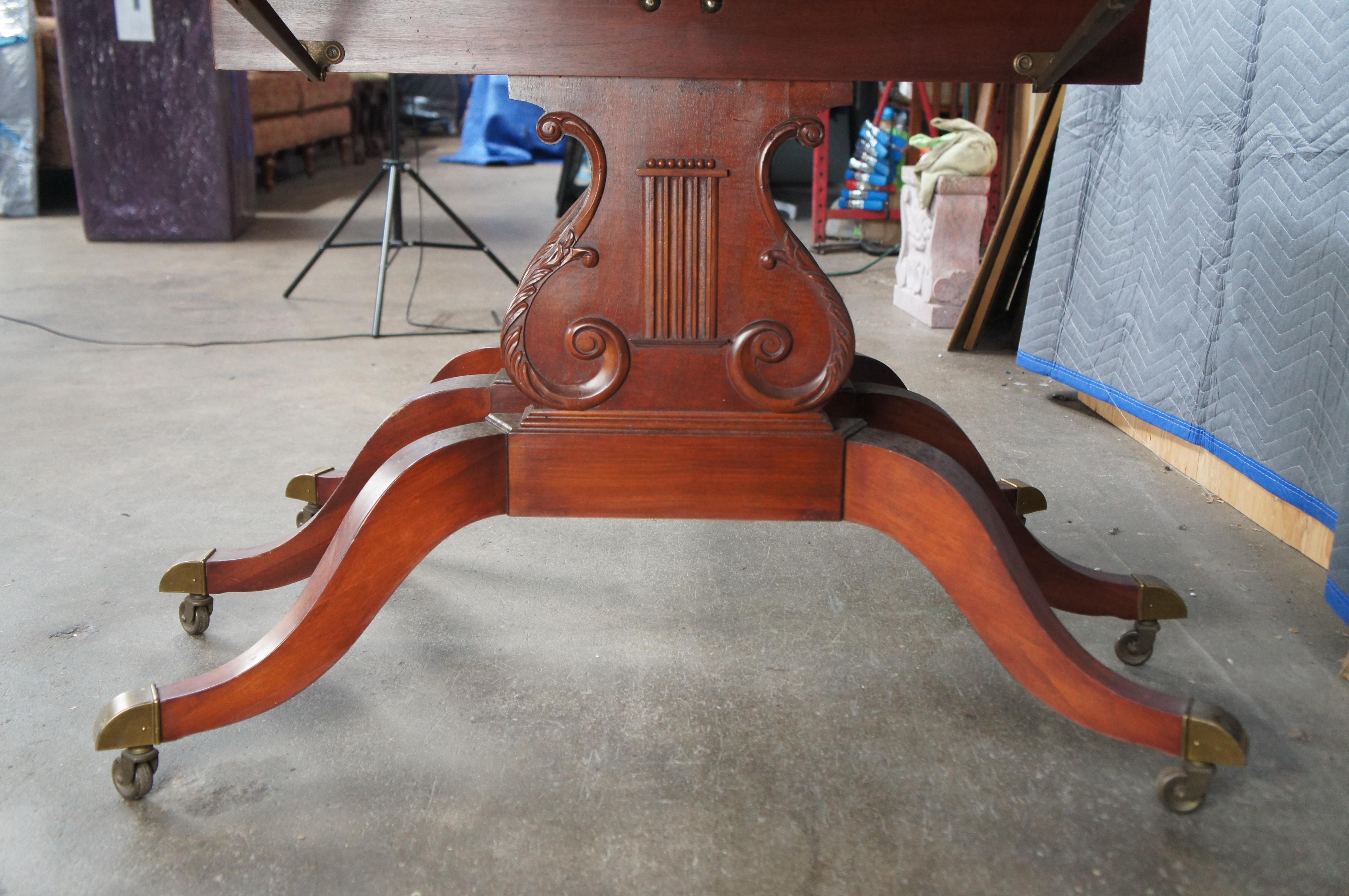 Union National Mid Century Duncan Phyfe Style Mahogany Drop Leaf Dining Table For Sale 2
