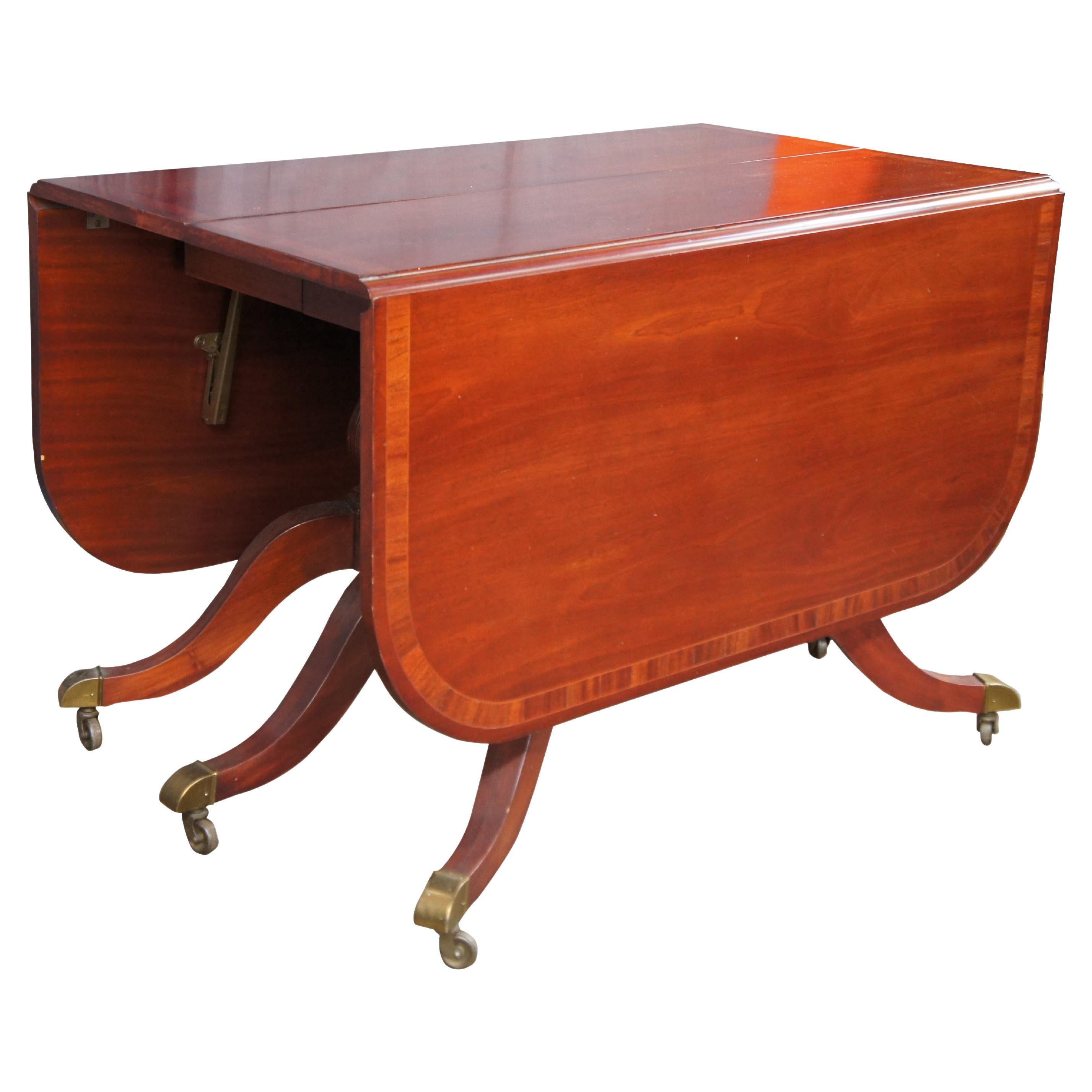 Union National Mid Century Duncan Phyfe Style Mahogany Drop Leaf Dining Table For Sale