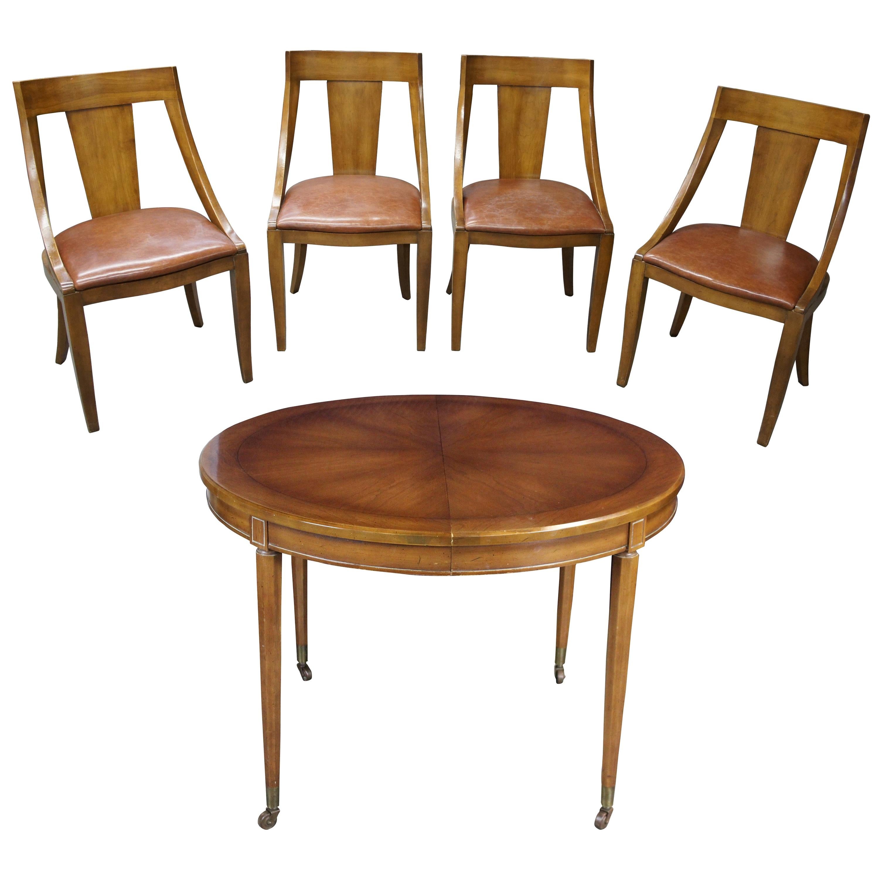 Union National Midcentury Fruitwood Italian Provincial Dining Set Table Chairs