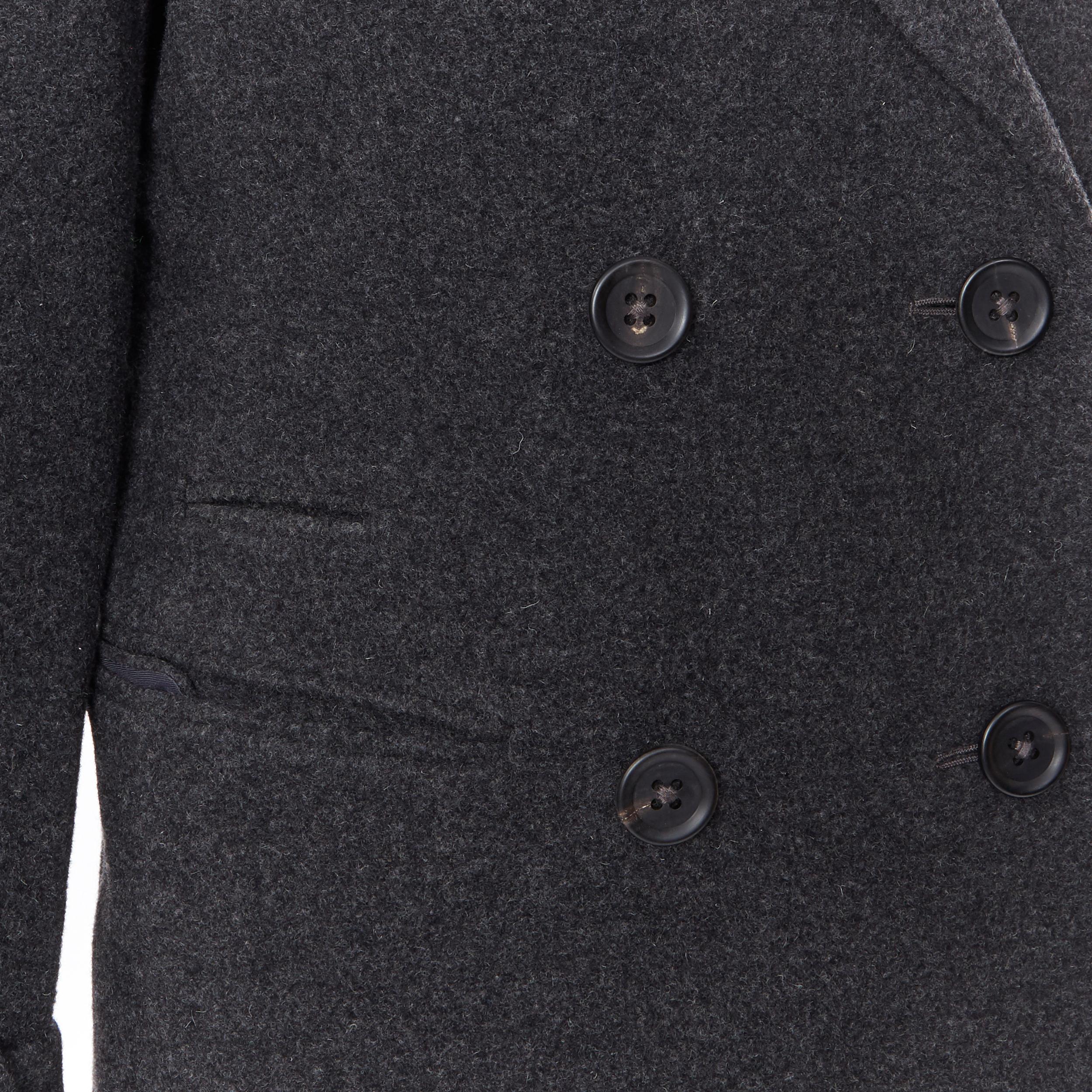 UNIQLO +J JIL SANDER Grauer doppelreihiger Mantel mit Manschettenbesatz aus Wolle S 5