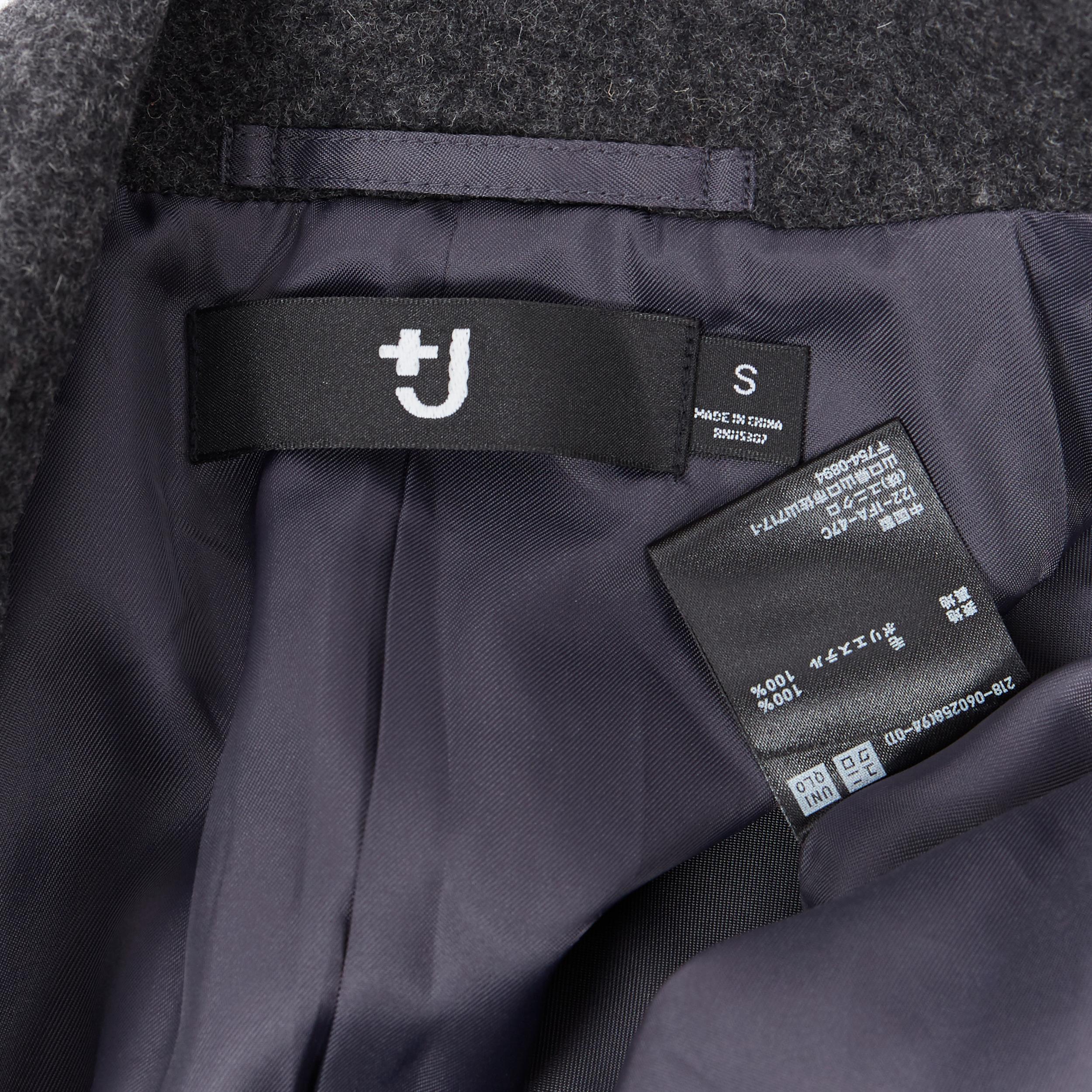 UNIQLO +J JIL SANDER Grauer doppelreihiger Mantel mit Manschettenbesatz aus Wolle S 6