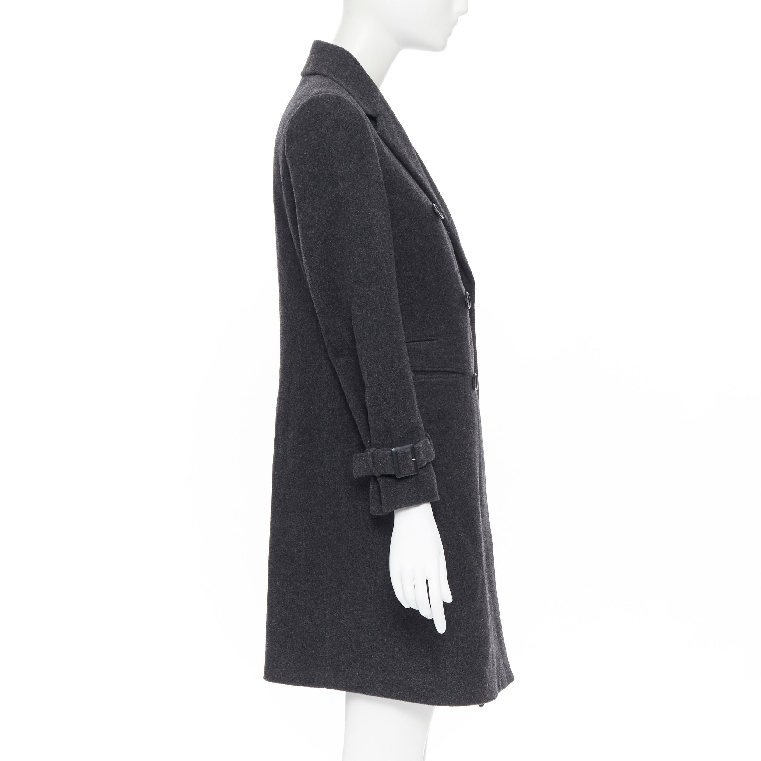 UNIQLO +J JIL SANDER Grauer doppelreihiger Mantel mit Manschettenbesatz aus Wolle S Damen
