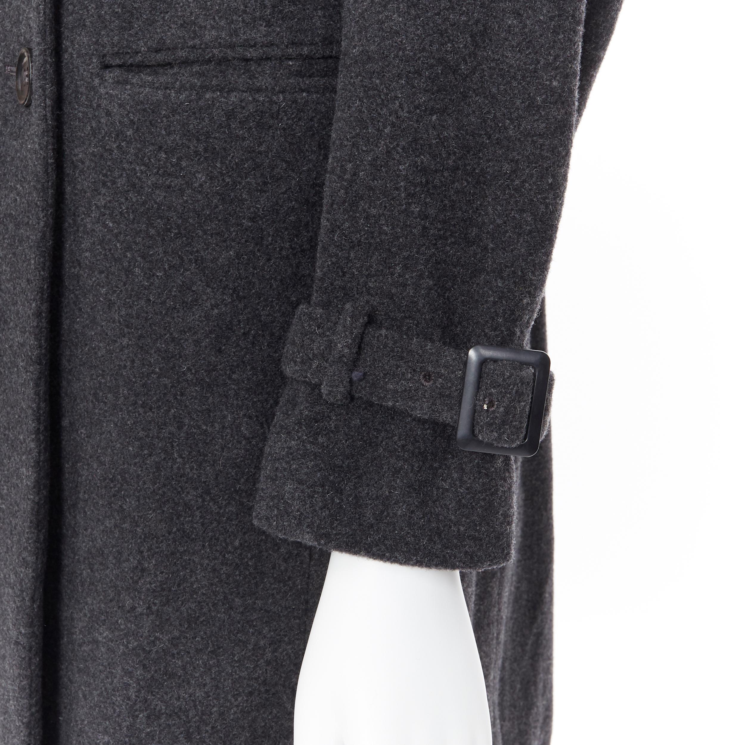 UNIQLO +J JIL SANDER Grauer doppelreihiger Mantel mit Manschettenbesatz aus Wolle S 3